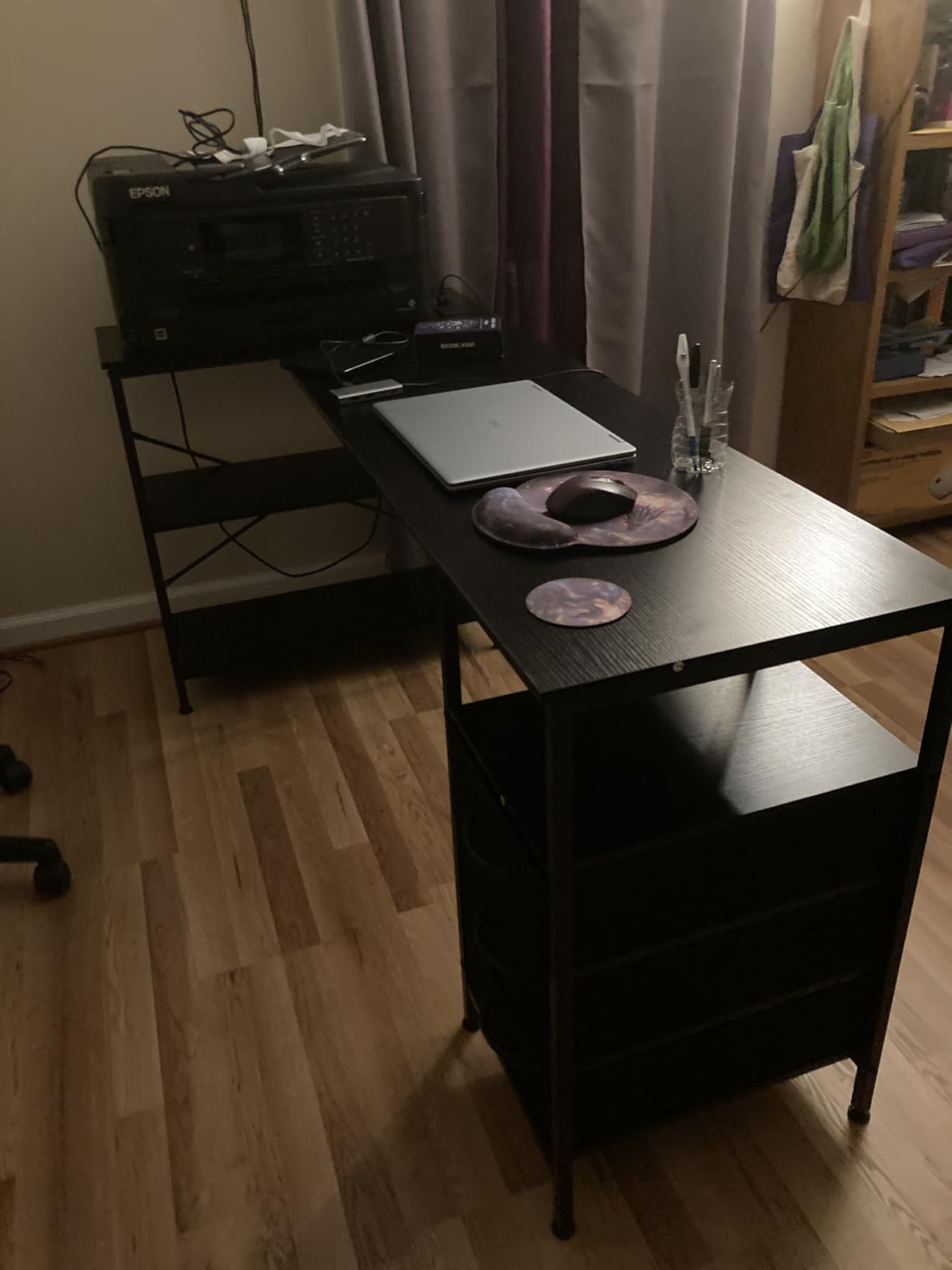 Huuger L Shaped Office Desk with Power Outlets & 3 Drawers | 47 Inch Computer Desk with Shelves, for Gaming, Corner Work, Home Office, Study, Rustic Brown customer photo 2