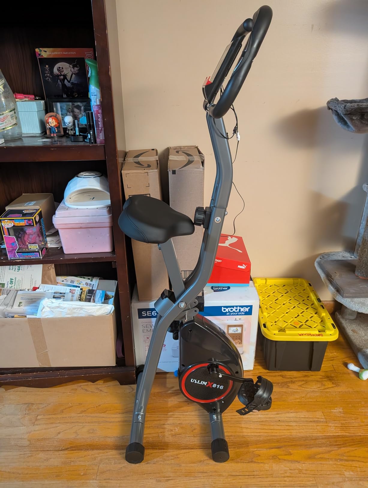 Lightweight 33LB Foldable Exercise Bike for Small Apartments, Stationary Bikes for Home Workout, Indoor Portable Cycling Bike with 16-Level Magnetic Resistance, 260LBS Capacity, 5.5 LBS Flywheel customer photo 2