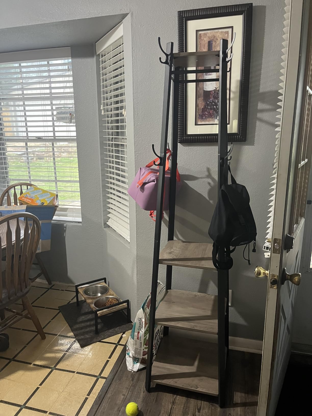 VASAGLE Coat Rack, Coat Stand with 3 Shelves, Hall Tree Free Standing with Hooks for Scarves, Bags, Umbrellas, Steel Frame, Industrial Style, for Entryway, Living Room, Charcoal Gray ULCR080B03 customer photo 2