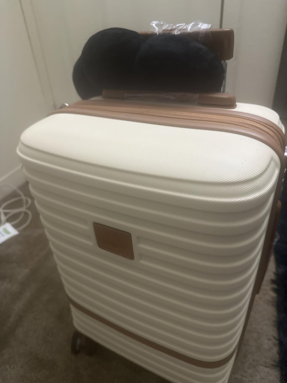 Joyway Carry On Luggage 20 Inch Expandable Suitcase with Spinner Wheel, 4 Piece Hard Shell Luggage Set with TSA Lock(White brown) customer photo 1