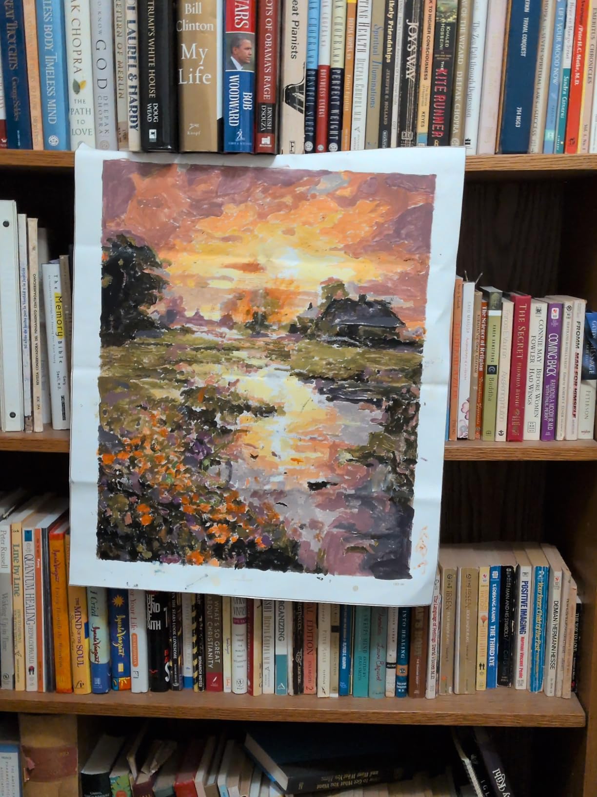 Paint by Numbers Kit for Adults Beginner 16x20 Inch, Countryside Sunset | DIY Acrylic Painting by Numbers Riverside Cabin Landscape, Without Frame Canvas, Stress Relief Craft Kits, Home Decor Gift customer photo 1