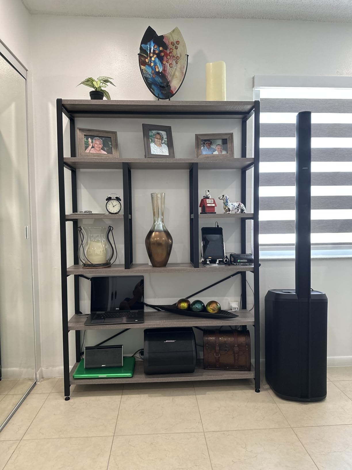 LVB 6 Tier Industrial Bookshelf for Bedroom Living Room Office, Walnut | Modern Wood and Metal Tall Bookshelf, Farmhouse Large Wide 6 Shelf Etagere Bookcase, Vertical Display book shelves customer photo 2