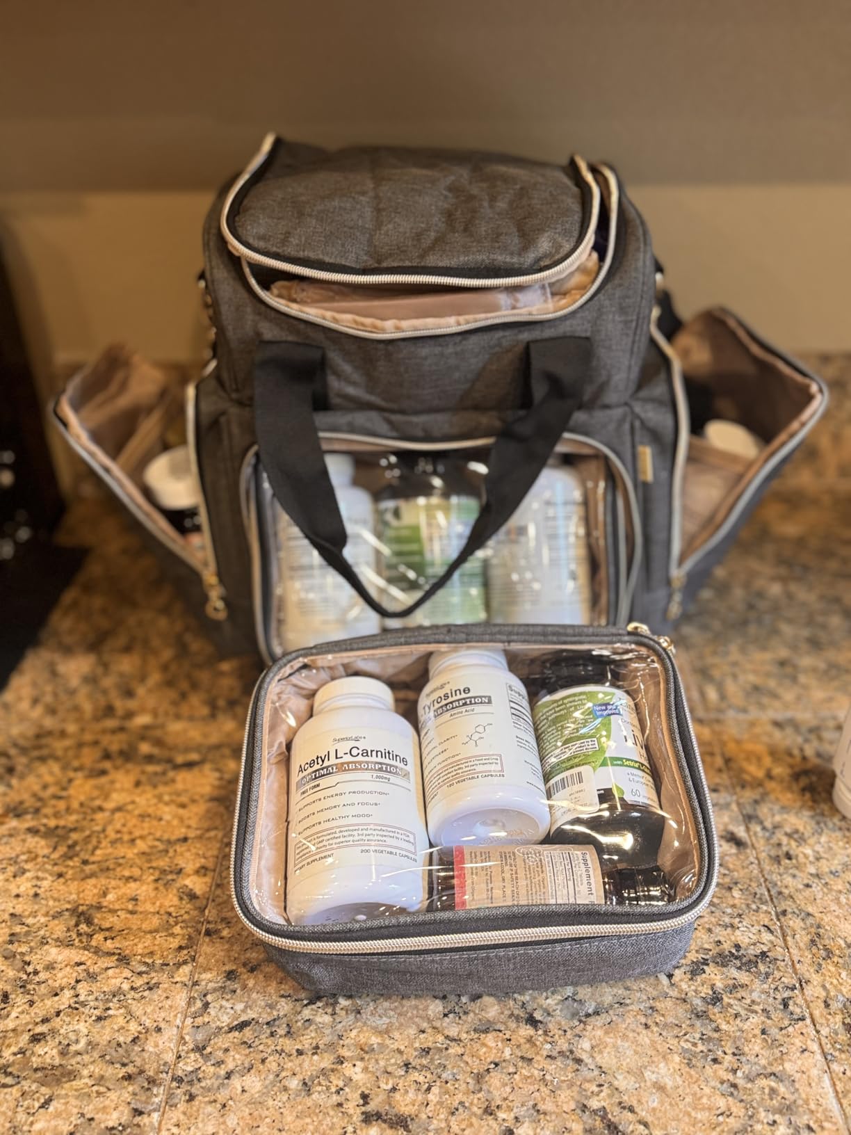LUXJA Large Medicine Bag with 2 Removable Cases, Purple | Medicine Storage Bag with Multiple Pockets, Pill Bottle Organizer with Shoulder Strap, Trolley Sleeve for Travel or Home customer photo 2