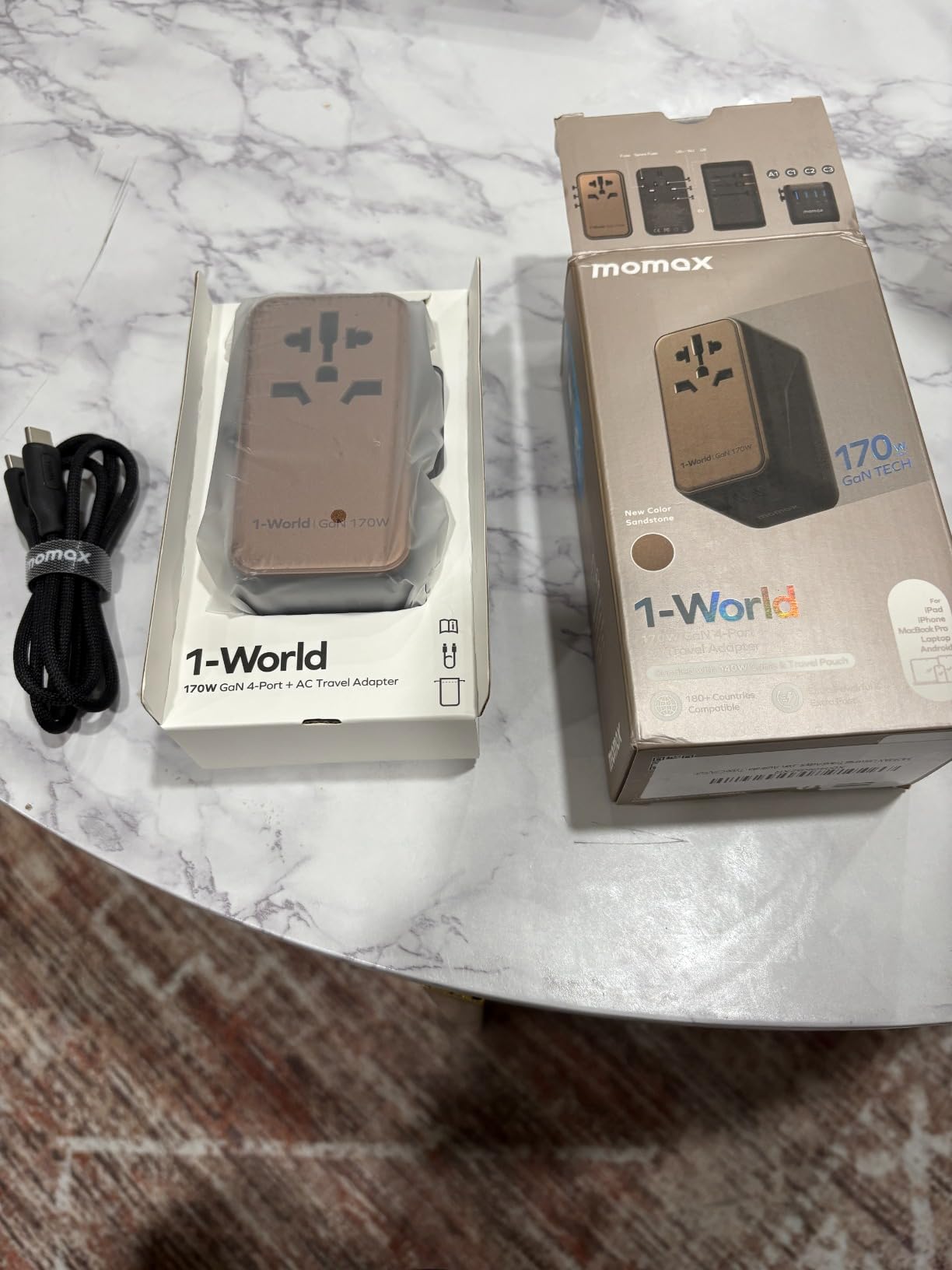 MOMAX Universal Travel Adapter Worldwide 170W GaN, 3 USB-C PD & 1 USB-A QC International Power Adapter for Laptop Fast Charging, European Travel Plug Adapter for UK/US/AUS/JP, Travel Essentials customer photo 2