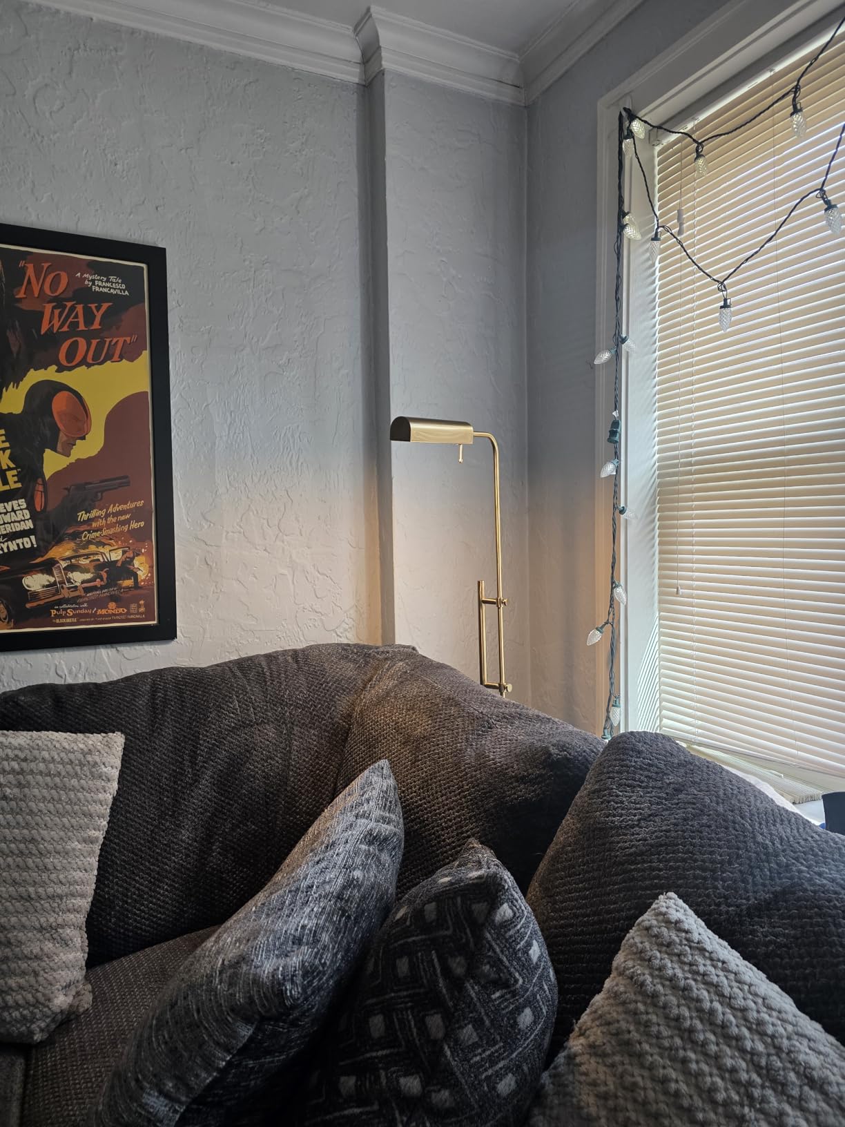 O'Bright Cedric Adjustable Pharmacy Floor Lamp - Industrial Design for Reading, Crafting, Work - 10W LED, Height 45-61 inches - Ideal for Living Room, Bedside, Office - Antique Brass (Gold) customer photo 1