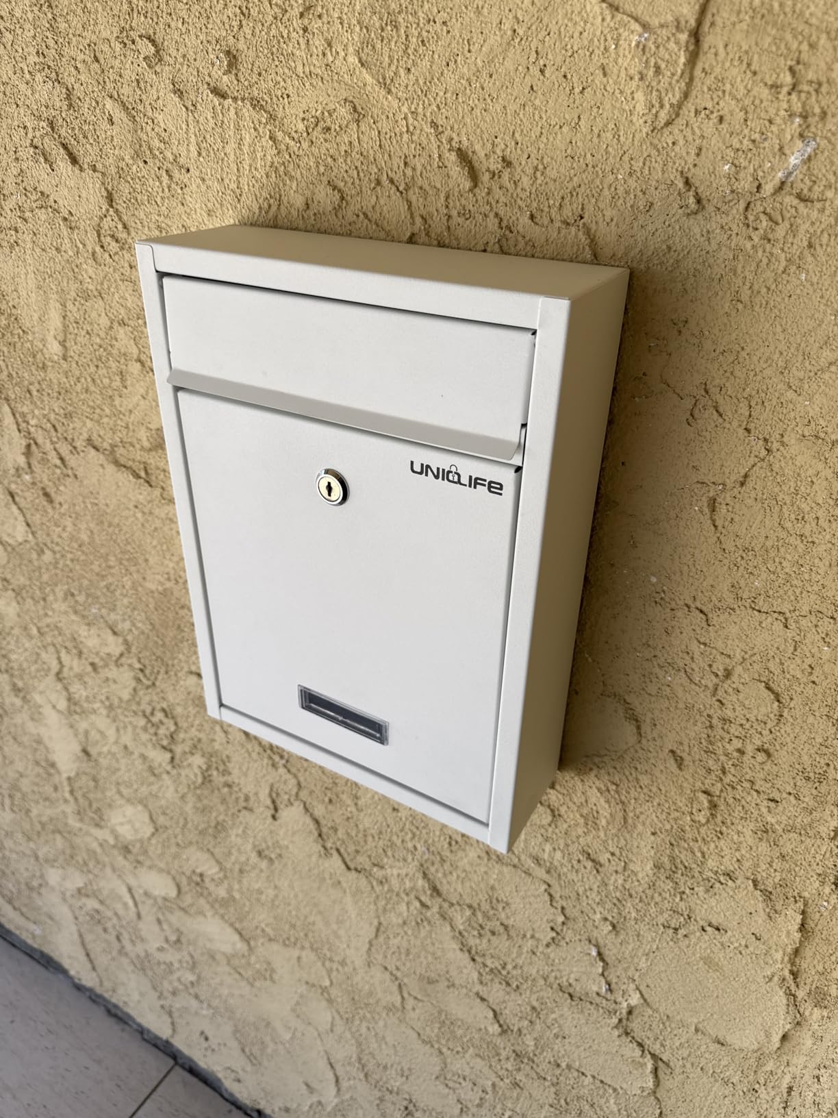 Uniclife Wall Mount Mailbox for Outside, Locking Mail Box, Black | Large Mailbox with Key Lock, Security Mail Box for House, Steel Cash Drop Box for Home Office School customer photo 2