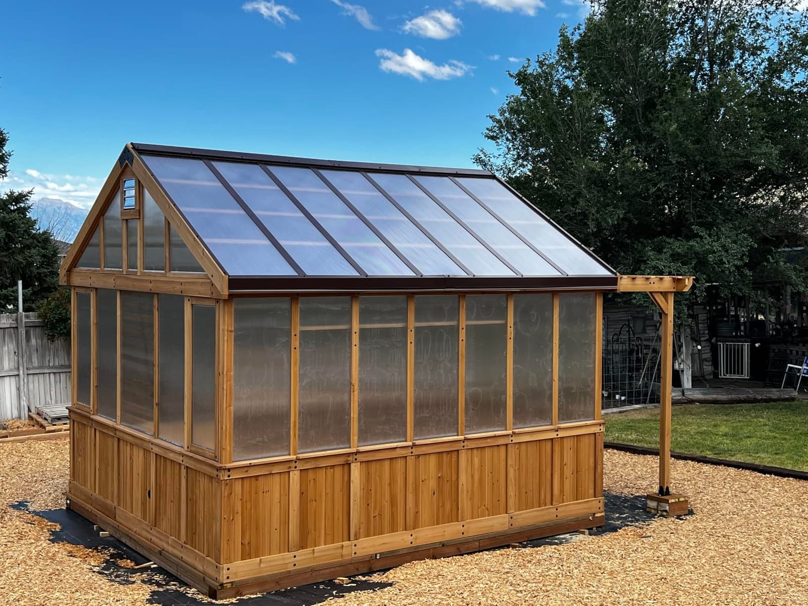 Backyard Discovery Bellerose XL 13' x 11' Cedar Wood and Polycarbonate Walk-in Greenhouse Kit with Pergola, Exhaust Fan, Windows, Hose Hook-Ups, PowerPort, Staging Shelves for Outdoor Gardening customer photo 2