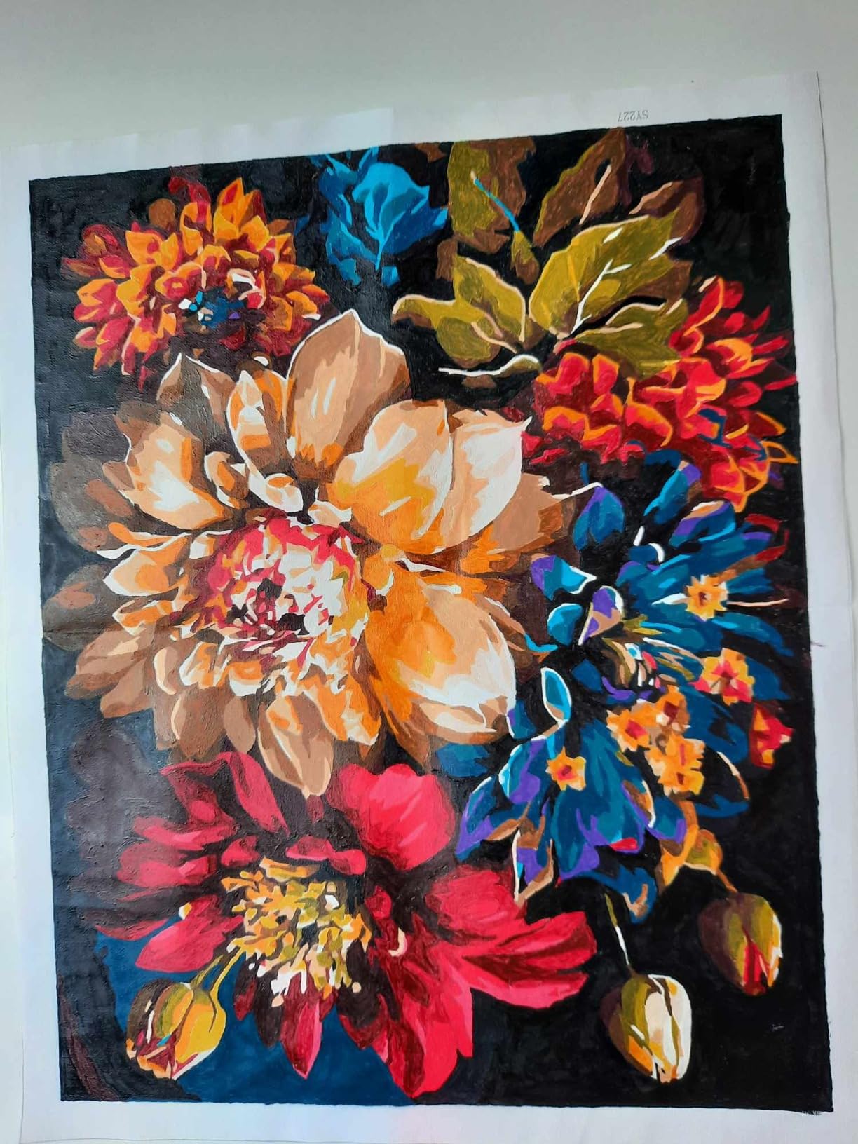 JATOK Paint by Numbers Kit for Adults, Floral Bouquet, 16 x 20 in | DIY rolled canvas unframed with numbered acrylic paints and three brushes for a beginner-friendly painting craft customer photo 1