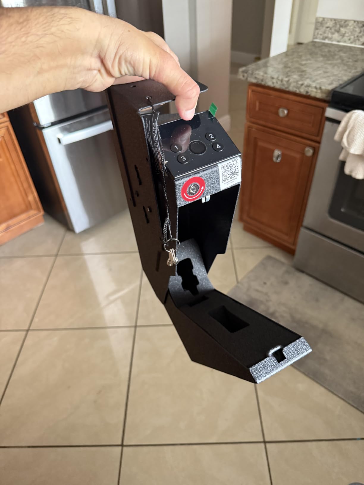 KornerBatl Quick Access Biometric Bedside Gun Safe for Handgun | 2 in 1 Mounted Drop Down Nightstand Pistol Safe with Fingerprint & Passcode & Key 3 Ways customer photo 1