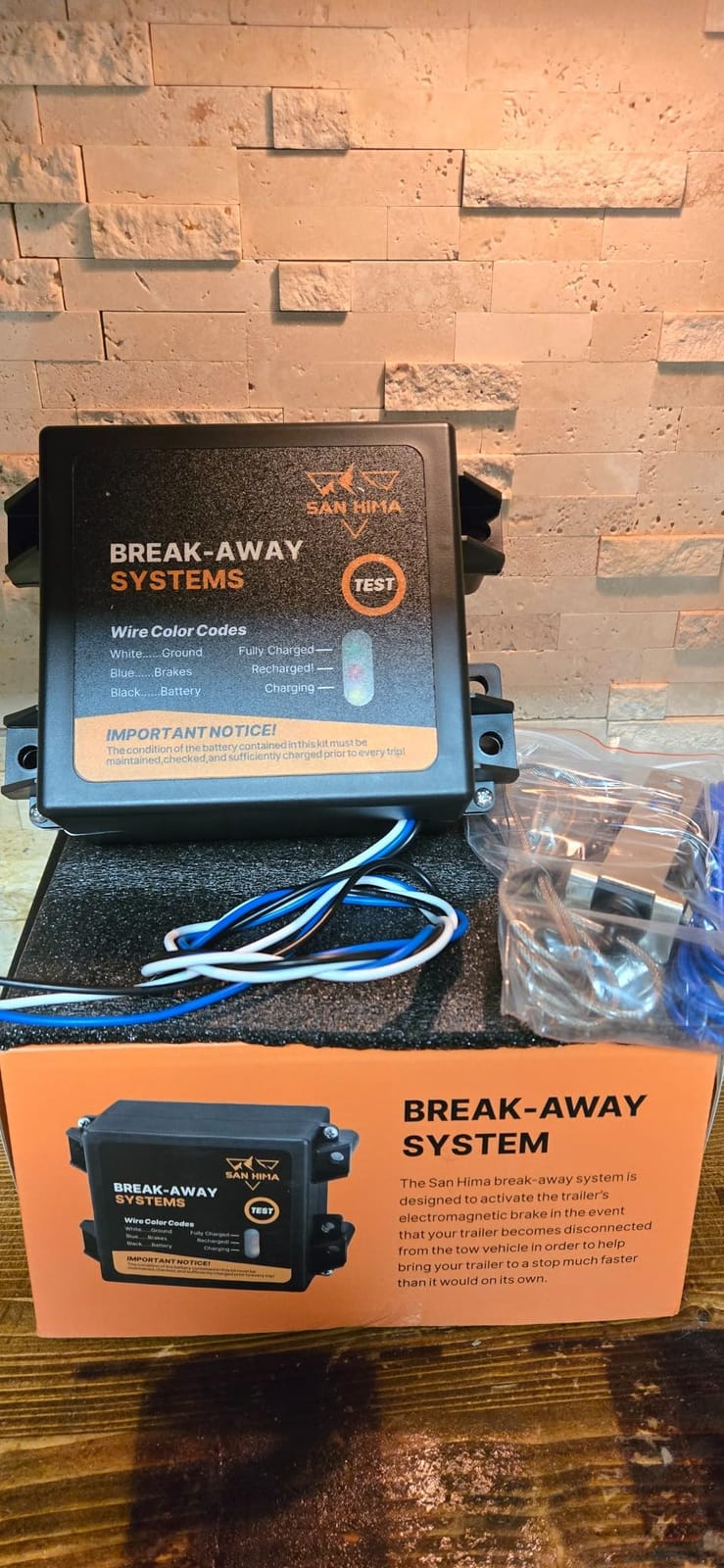 SanHima Trailer Brakes Breakaway Kit w/Switch & 12V 5AH Battery Built-in Charger, LED Indicator, for Trailer Caravan Towable RV Vehicle customer photo 1