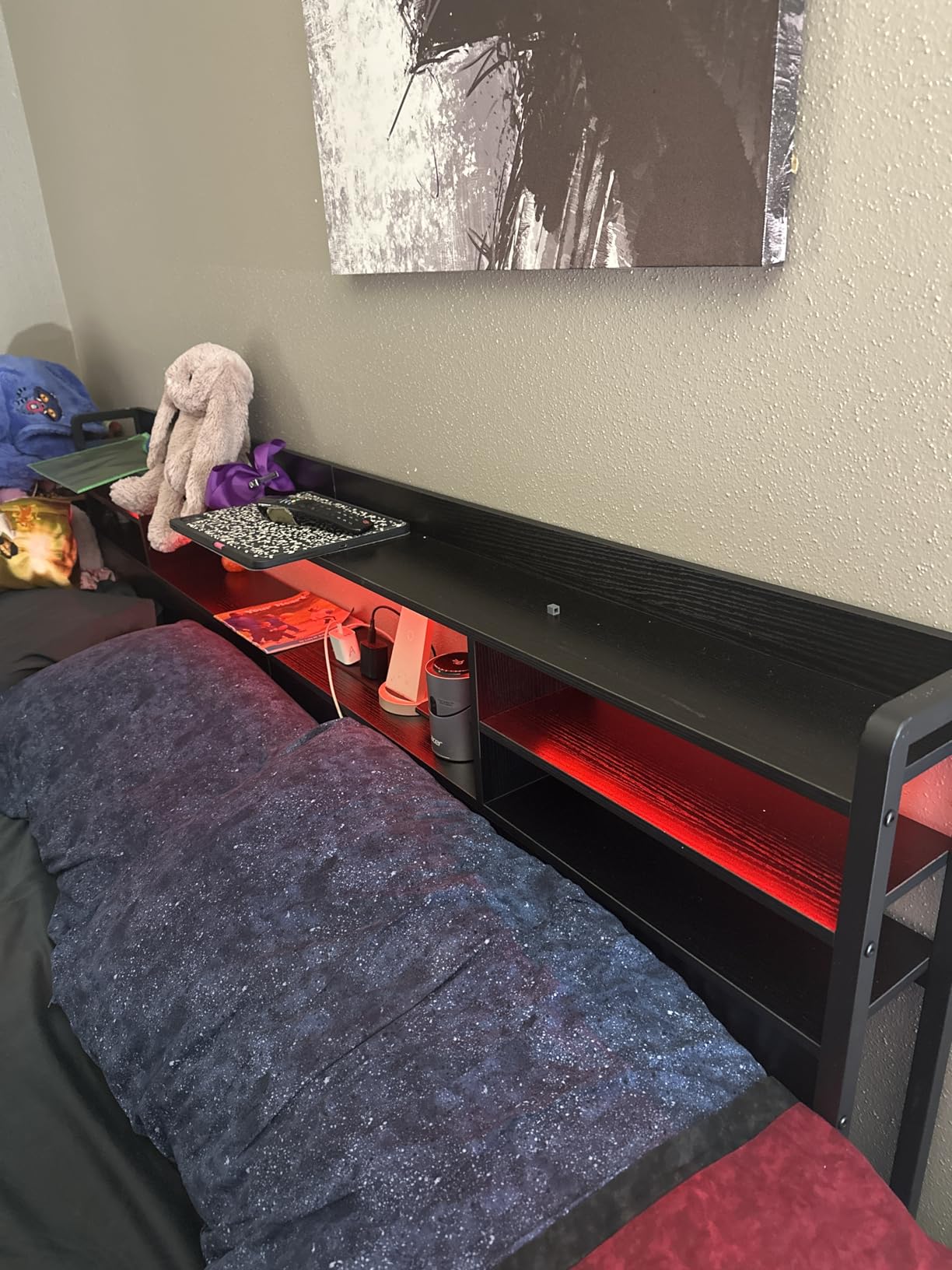 Aheaplus Headboard for Queen Size Bed with Storage, Black | Headboards with LED Light, Power Outlets, USB Ports Queen Size Head Board, Wood headboard Only Sturdy and Stable Headboards customer photo 2