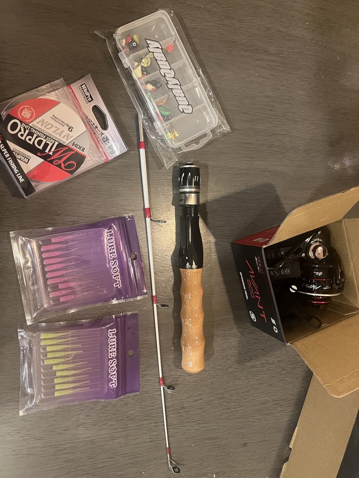 QualyQualy Ice Fishing Rod Reel Combo Complete Set Ice Fishing Gear with Backpack Seat Ice Cleats Ice Fishing Jigs Line Full Ice Fishing Kit 24