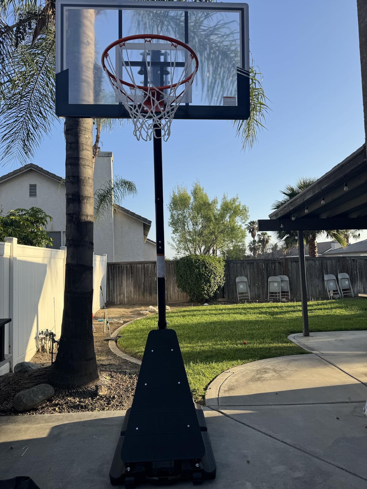 Skytime Basketball Hoop, 44&47IN Portable Basketball Hoop Outdoor | 5.3-10ft Height Stepless Regulation Adjustable Basketball Goal System with Rebound Plate customer photo 1