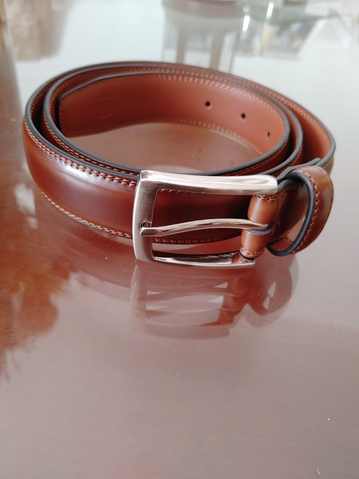 Men's Leather Dress Belt 2Pack, Handmade, Genuine Leather, Fashion & Classic Designs for Work Business and Casual customer photo 2