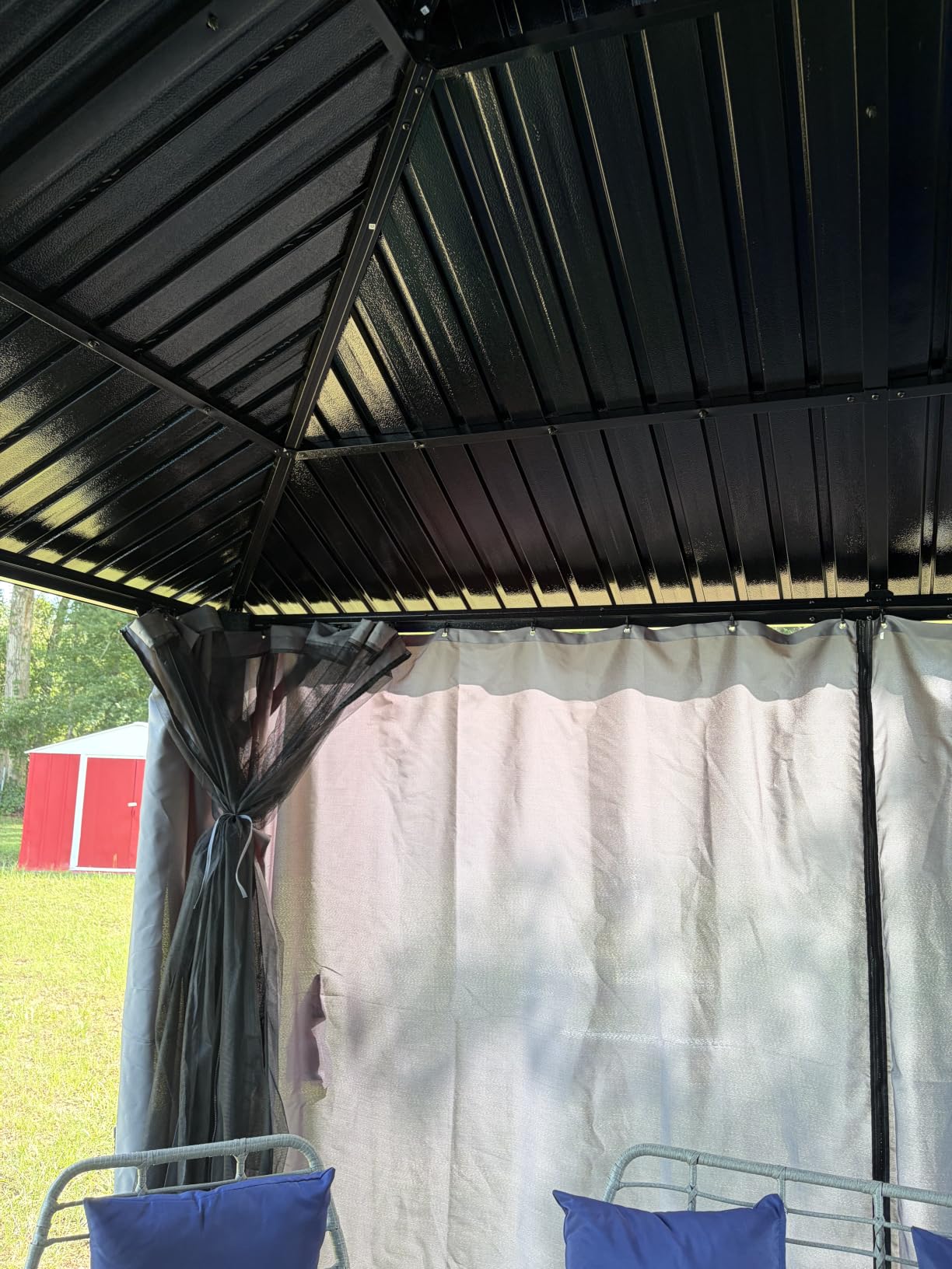 AirWire 10'x12' Hardtop Aluminum Gazebo Dark Gray | Aluminum Frame Pergola with Double Galvanized Steel Roof, Permanent Outdoor Metal Canopy with Curtain & Netting customer photo 1