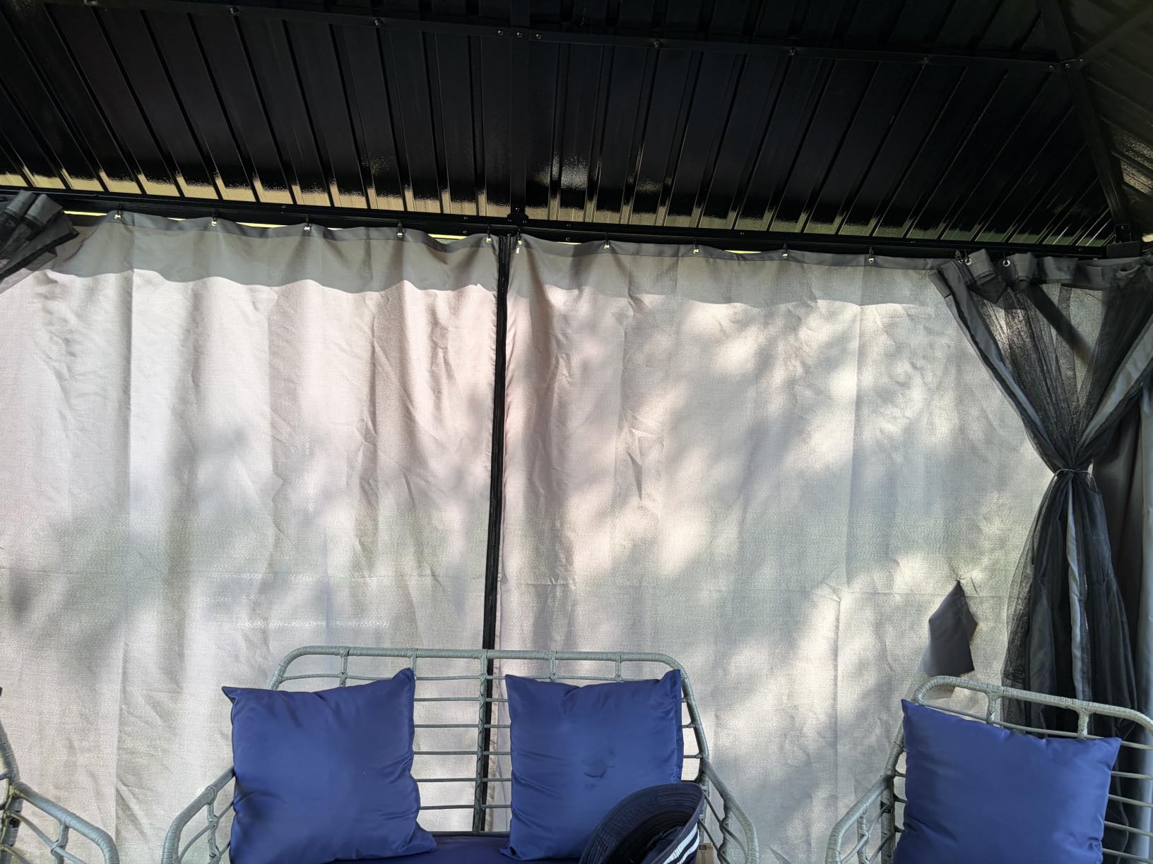 AirWire 10'x12' Hardtop Aluminum Gazebo Dark Gray | Aluminum Frame Pergola with Double Galvanized Steel Roof, Permanent Outdoor Metal Canopy with Curtain & Netting customer photo 2