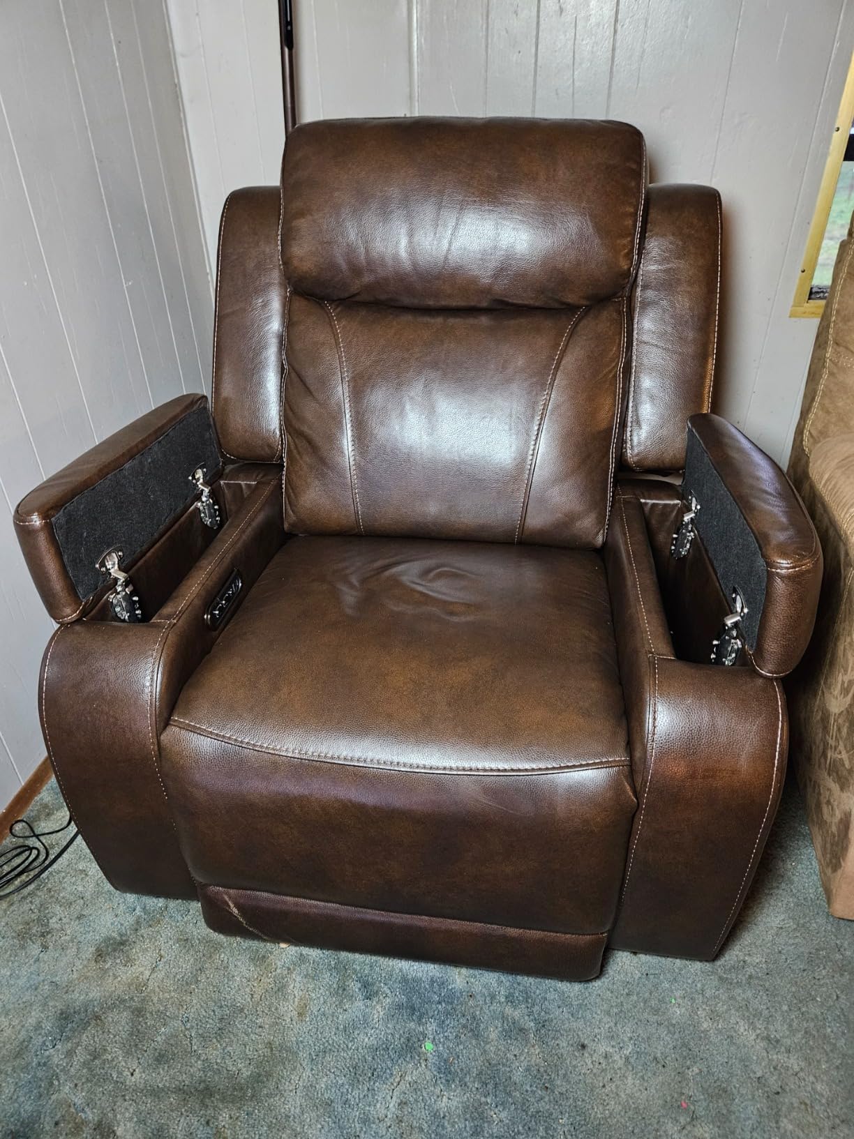 Watson & Whitely Zero Gravity Power Recliner Chair for Adults, Navy Blue | Genuine Leather Reclining Chair, Power Headrest, Hidden Arm Storages, Electric Recliner Sofa for Living Room & Home Office customer photo 2