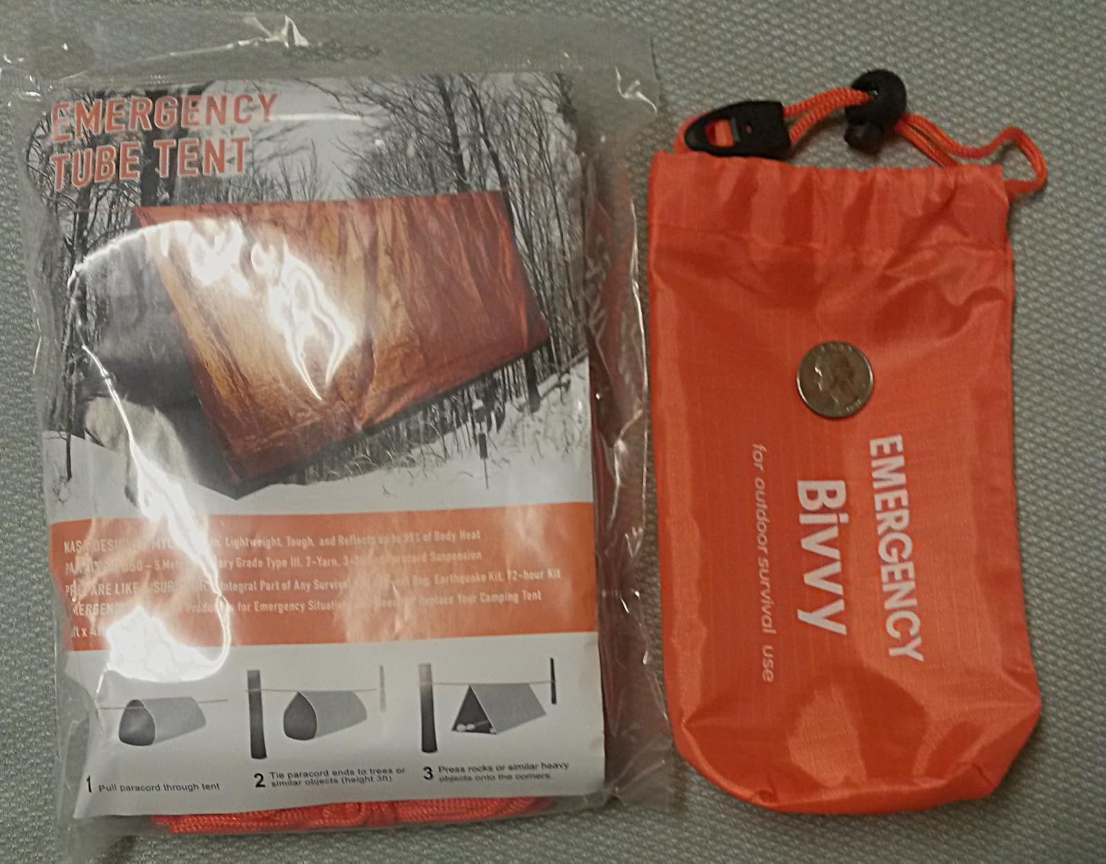 Emergency 2-Person Orange & Gray Survival Tent with Whistle & Paracord, Storm & Tornado Shelter, Tactical for Camping & Survival Kit customer photo 1