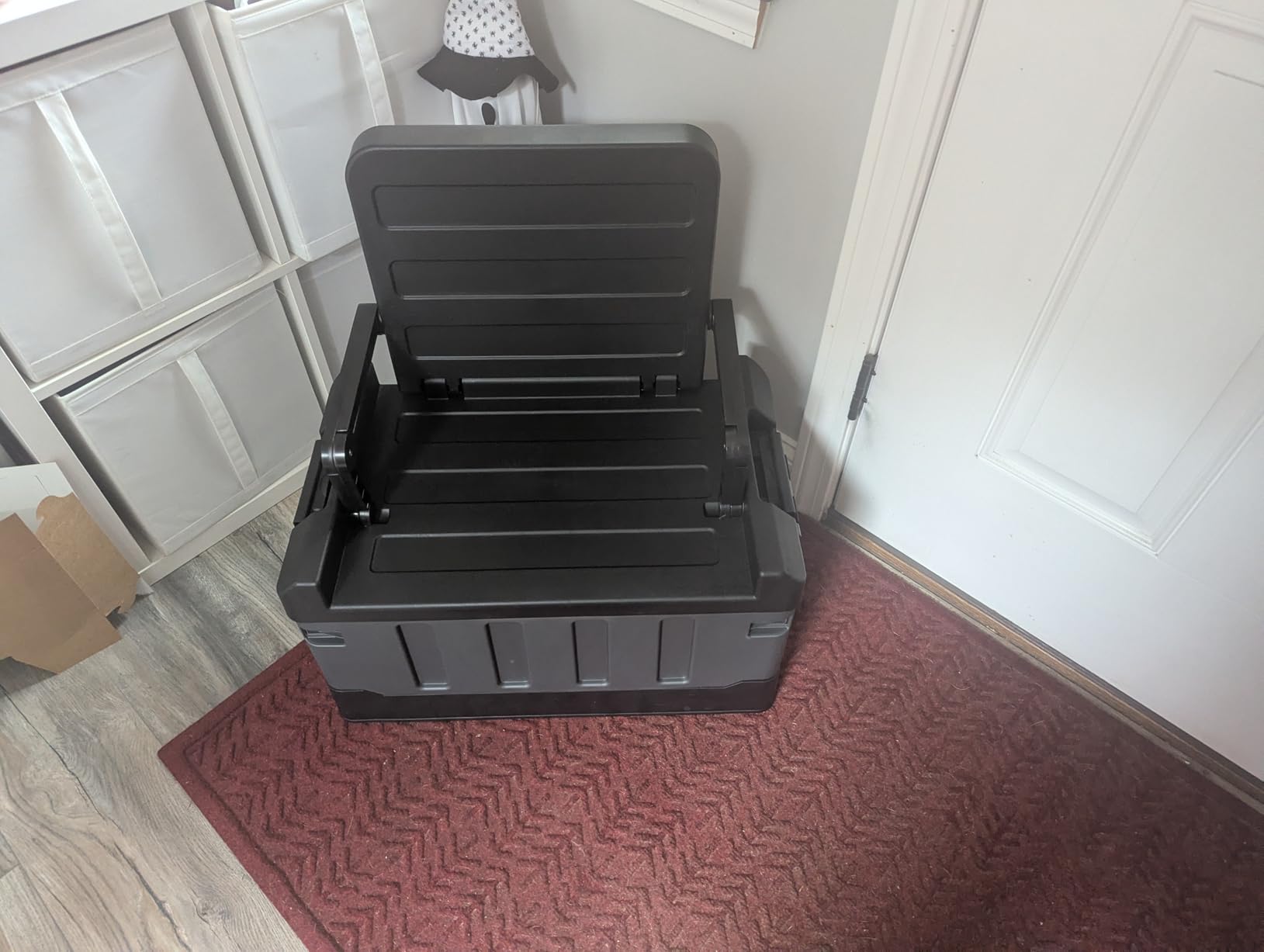 60L Foldable Seatable Camp Box Storage Bins w/Lids Trunk Organizer(Black) customer photo 1
