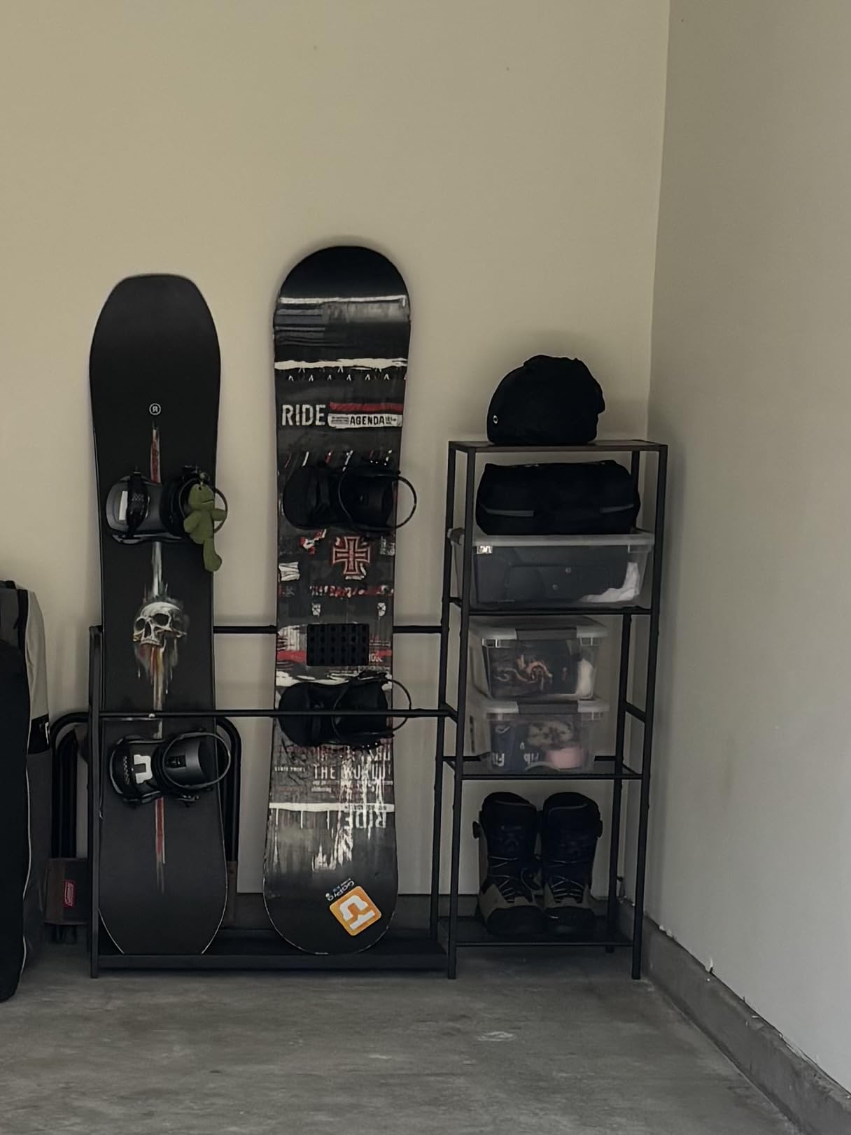 Freestanding Snowboard Rack - 4 Pair Ski, 3 Pack Snowboard, Boot, Pole, Goggles, Helmet Rack for Garage, Shed, Basement customer photo 2
