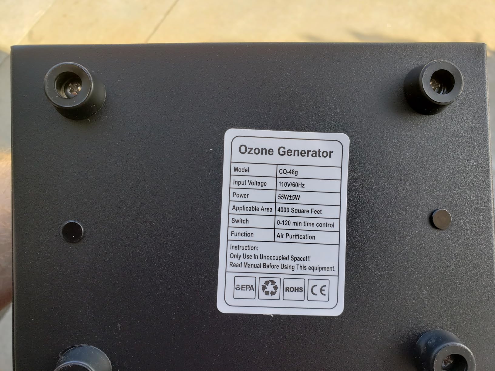 Ozone Generator 48,000mg, Commercial Ozone Machine Odor Removal, High Capacity O3 Ionizer Air Purifier Deodorizer, Portable Mini for Car, Home, Smoke, Pets, Industrial, for 4000 Square Feet -Black customer photo 2