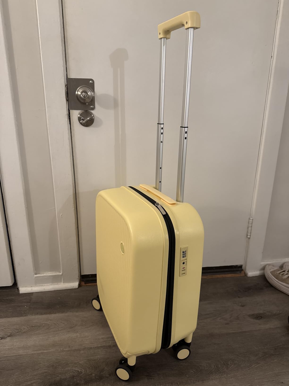 mixi Underseat Carry on Luggage 16 Inch Hardshell PC Suitcase with Spinner Wheels TSA Lock for Travel, Lark Yellow customer photo 1