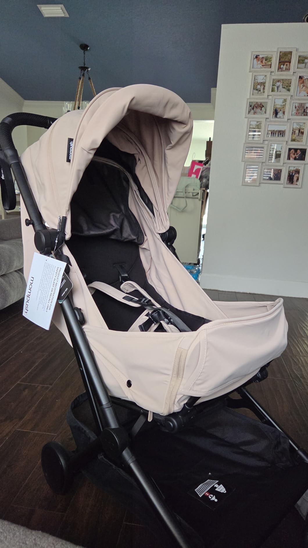 Mompush Velo Compact Travel Stroller One Second Fold | Airplane carry-on approved, near-flat recline, magnetic harness, leather bumper bar, UPF 50+ for newborns to toddlers customer photo 2