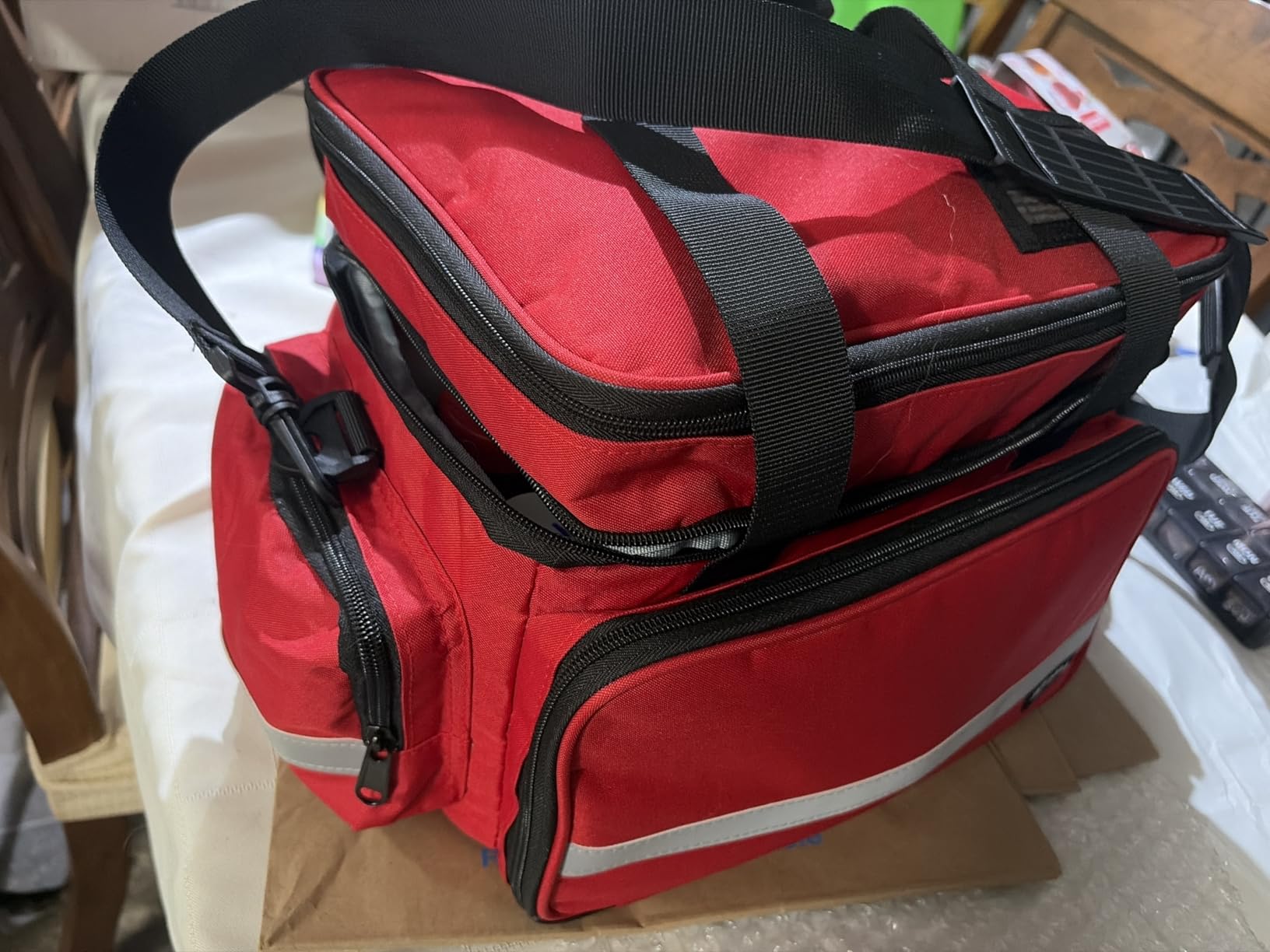 Large Pill Bottle Organizer, Double Layers Medicine Storage Bag with Lockable Zippers and Shoulder Strap, Medication Travel Bag for Prescription Bottles, Vitamins & Medical Supplies, Black (Bag Only) customer photo 1