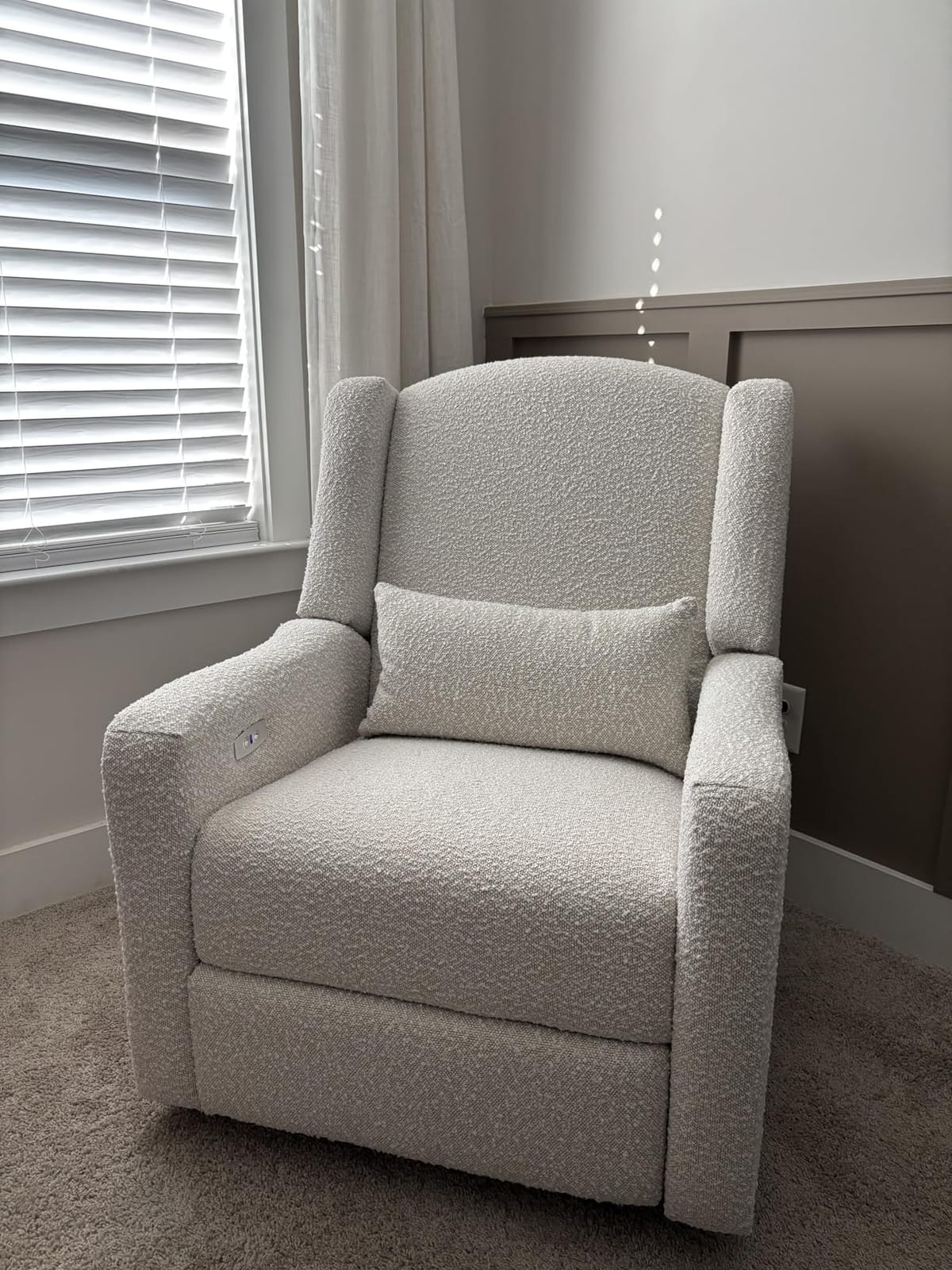 Power Recliner Chair Swivel Glider Rocking Chairs Skin-Friendly | Power Recliner Nursery Chair for Adults with Waist Pillow, USB Charging, Beige customer photo 2
