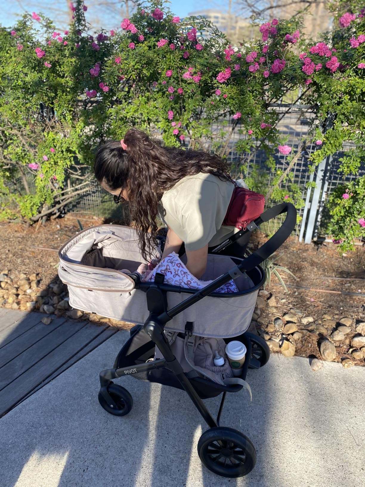 Evenflo Pivot Modular Travel System w/LiteMax Preemie and Infant Car Seat | 6 Modes of Use, Rear-Facing Mode for Infants 3-30 lbs, Stroller use up to 50 lbs (Dusty Rose Pink) customer photo 2