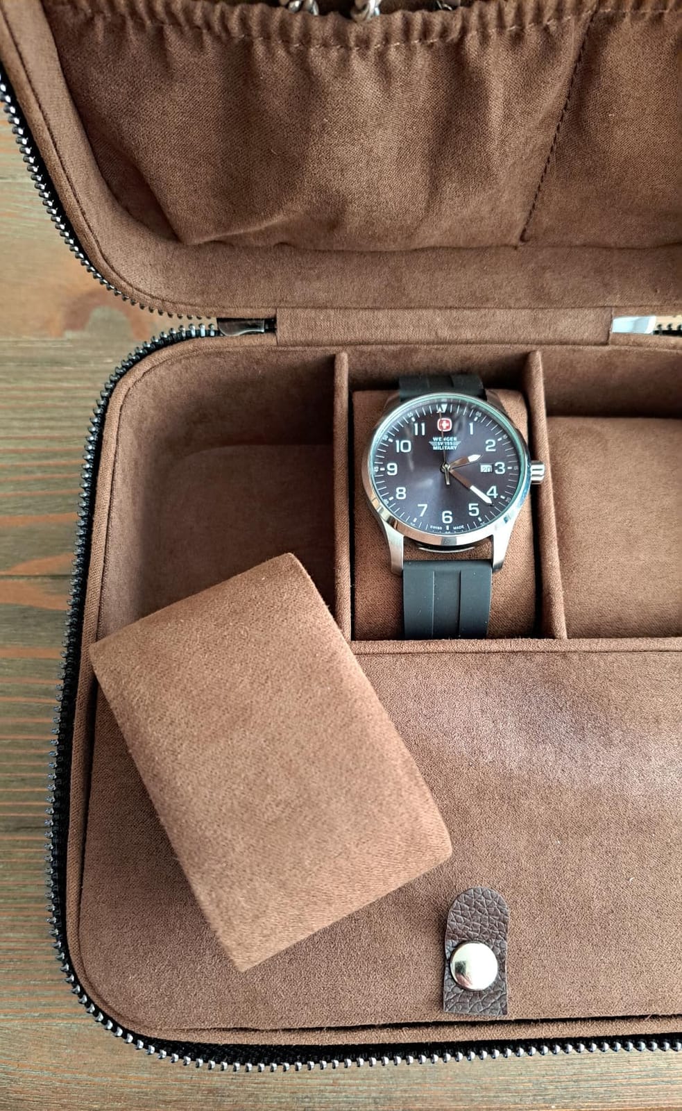 ProCase Travel Watch Case, 3 Slots Mens Jewelry Box - Brown | PU Leather Storage Case for Watches, Cufflinks and Accessories, Zippered Carrying Organizer Bag for Man customer photo 1