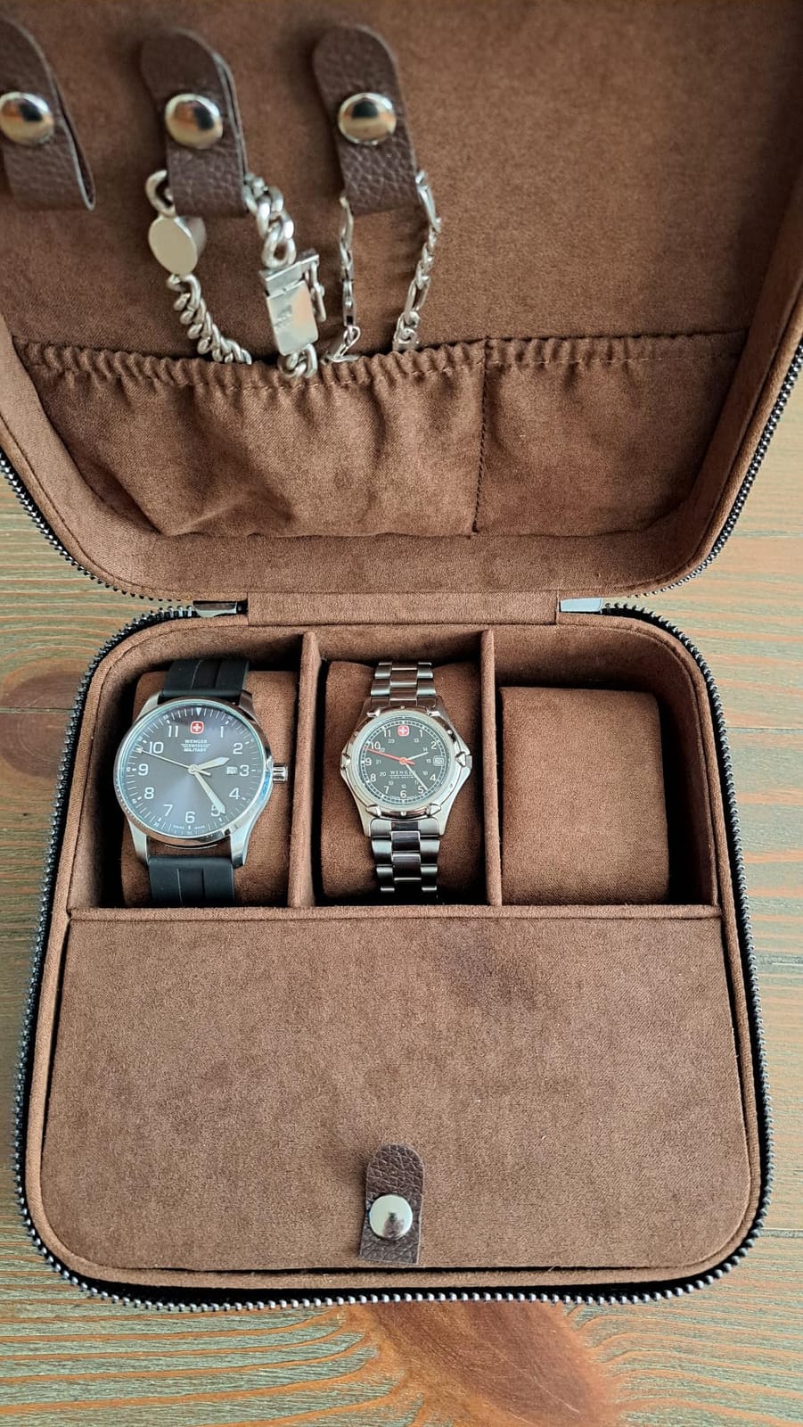 ProCase Travel Watch Case, 3 Slots Mens Jewelry Box - Brown | PU Leather Storage Case for Watches, Cufflinks and Accessories, Zippered Carrying Organizer Bag for Man customer photo 2