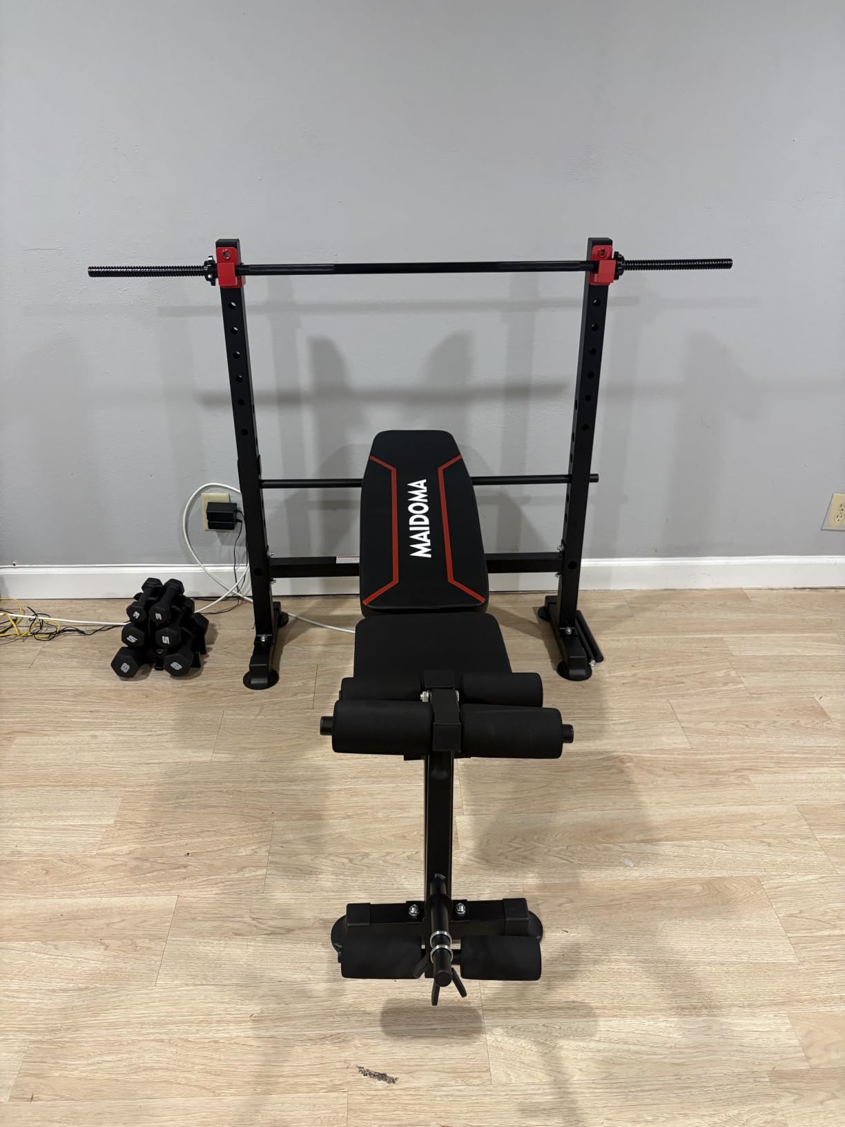 MAIDOMA Foldable 1500LBS Capacity 8 IN 1 Weight Bench Set with Leg Extension/Squat Rack/Preacher Curl, Adjustable Bench Press for Home Gym Full Body Workout customer photo 1