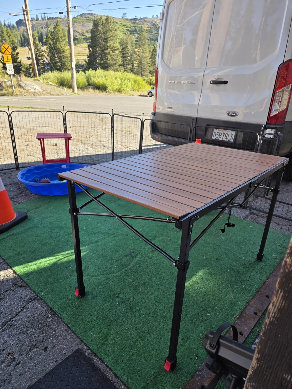 Portable Outdoor Adjustable Height Camping Table, Large for 2-6 Person | Foldable Roll-up Aluminum Camp Table with Carry Bag customer photo 2