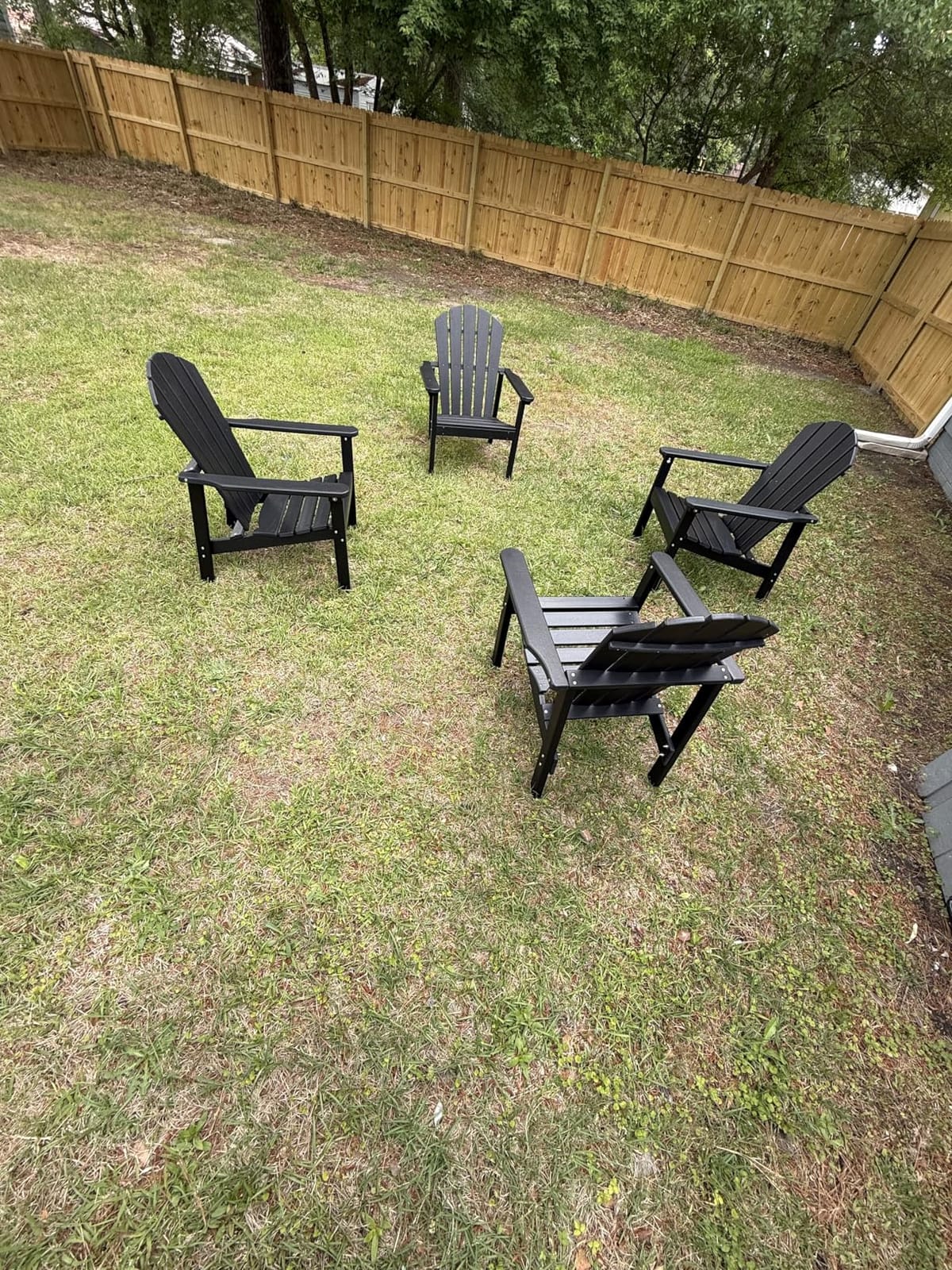 Compact Stackable Adirondack Chairs Set of 4, HDPE, Black | 26.3