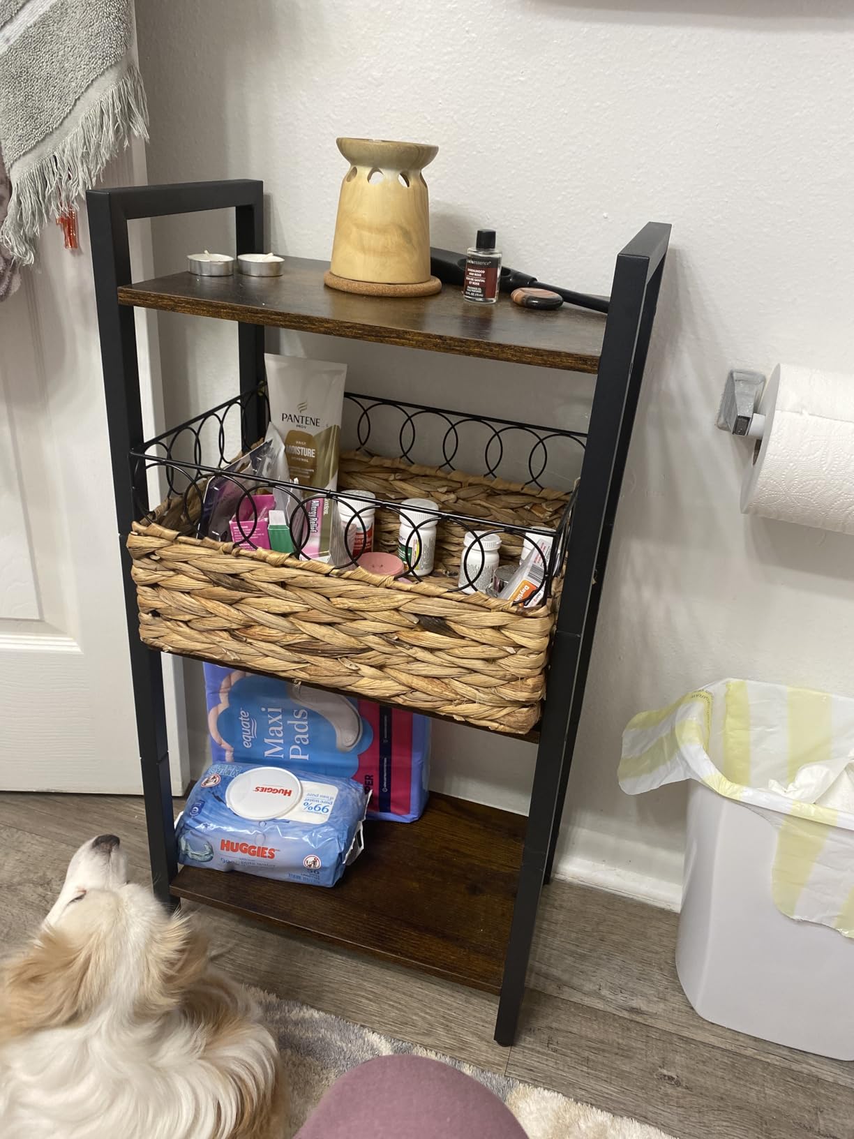 VASAGLE 3-Tier Bookshelf, Bookcase Book Shelf with Steel Frame | Book Shelf, 15.8 x 9.5 x 30.1 Inches, Living Room, Home Office, Rustic Brown and Matte Black, BARNET Collection ULLS098K02 customer photo 2