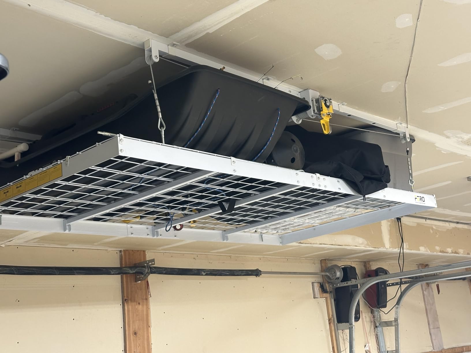 Overhead Garage Storage Rack - 4x8 FT Garage Ceiling Storage Racks with Safety Lock, Heavy-Duty Ceiling Mounted Lift System and Storage Organizer, Ideal for Maximizing Overhead Space, 325 lbs Capacity customer photo 2