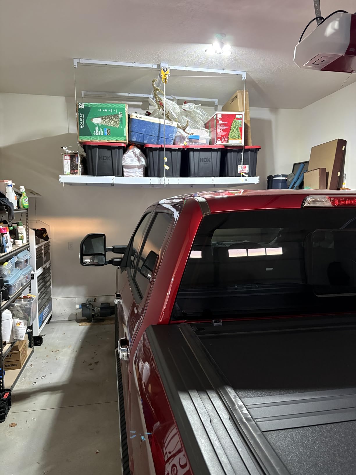Garage Ceiling Storage Racks - 4x8 FT Overhead Garage Storage Rack with Safety Lock, Heavy-Duty Ceiling Mounted Lift System and Storage Organizer, Ideal for Maximizing Overhead Space, 325 lbs Capacity customer photo 1