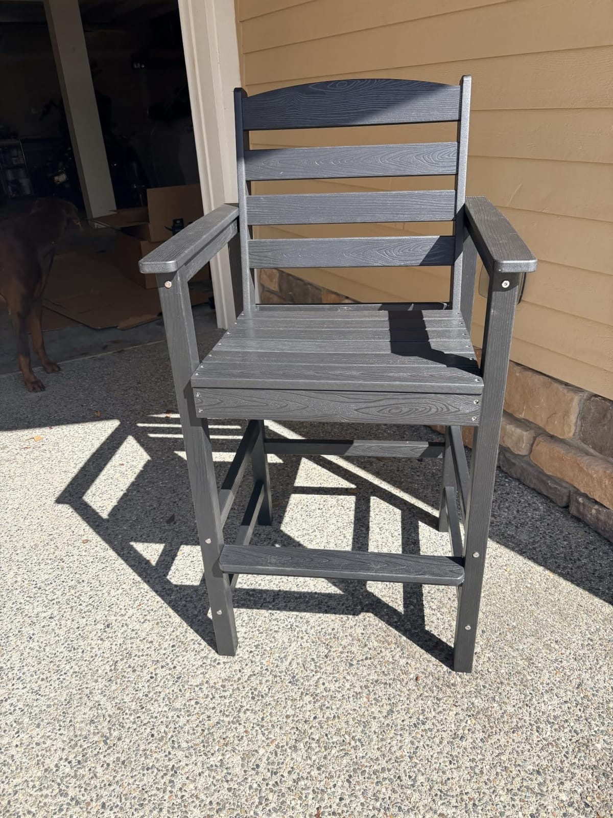 SERWALL 2-Pieces Tall Adirondack Chairs, HDPE Balcony Barstools Set, Blue | Oversized Outdoor Bar Height Barstools Widened Chairs of 2, High Top Bar Chairs Set for Bistro, Poolside, Garden customer photo 1
