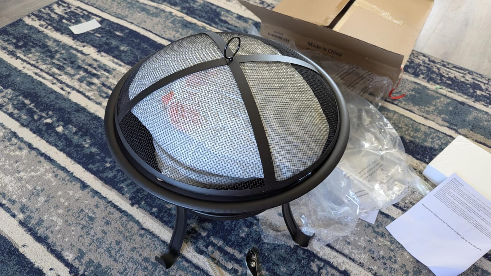 Panovue 22 in Firepit for Outside Outdoor Small Fire Pit with Mesh Lid Durable Firepit with Mesh Lid Log Grate and Fire Poker Fire Pit for Outside Backyard Deck Camping and Picnic customer photo 1