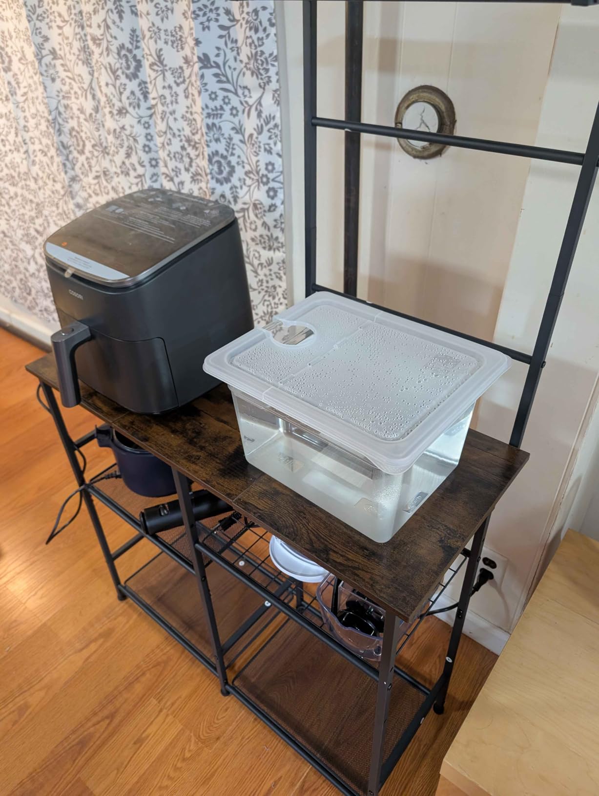 3IngSeagulls Bakers Rack with Power Outlet, Kitchen Microwave Stand with 10 S-shaped Hooks, 6-Tier Coffee Bar Station, Kitchen Storage Shelf Rack for Spices, Pots, Rustic Brown customer photo 2