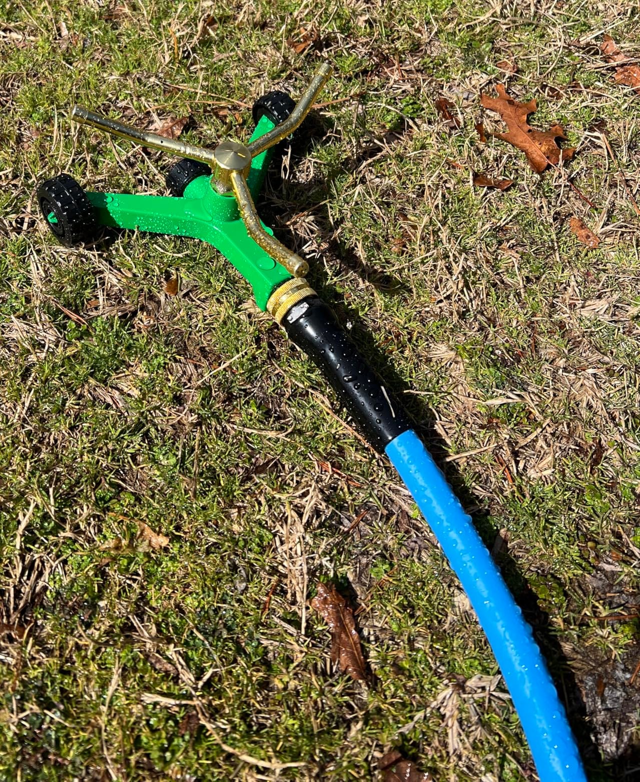 RESTMO 3-Arm Metal Sprinkler with Wheel Base | 360 Degree Automatic Rotary Lawn Sprinkler System for Garden Plant, Flower Bed and Yard Watering and Large Yard Area Watering customer photo 2