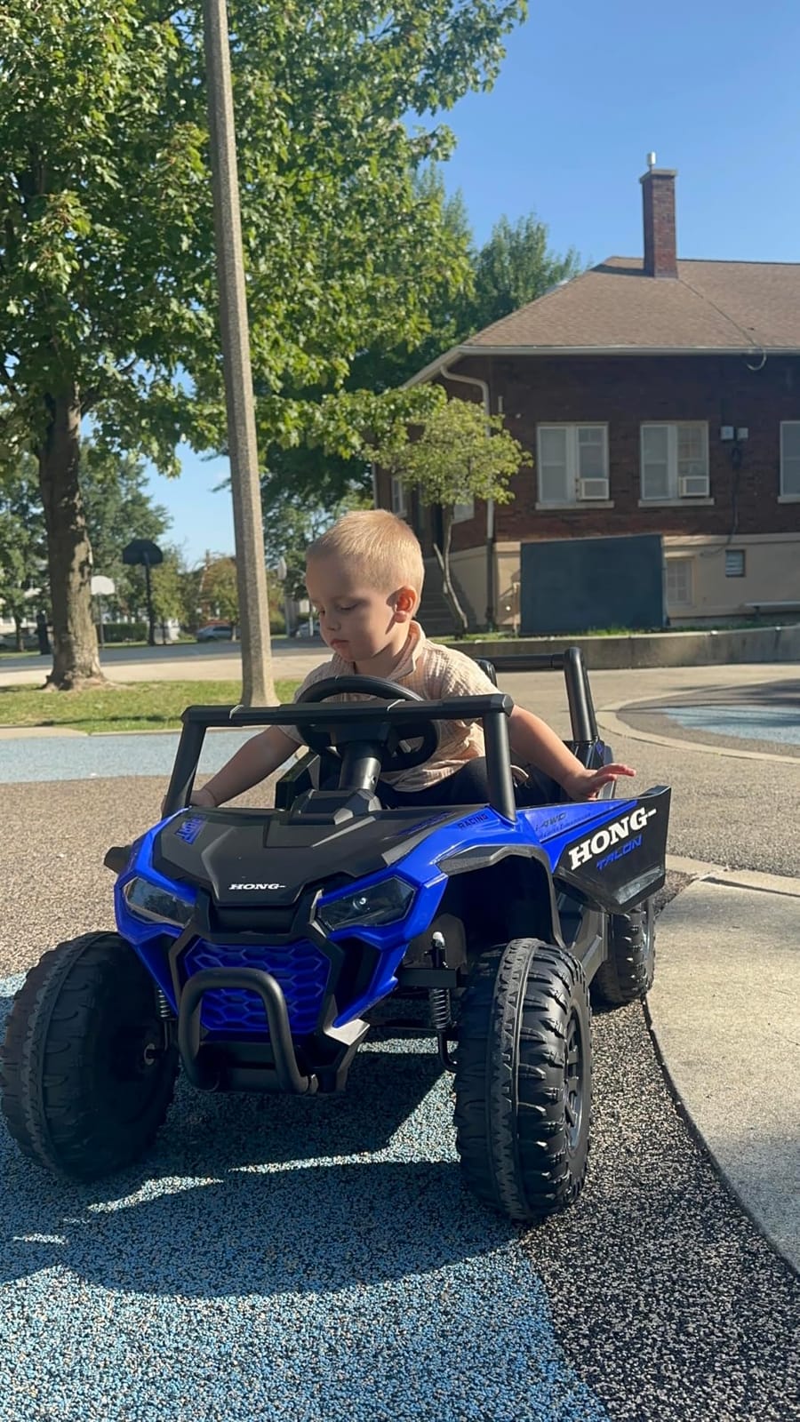 TCARAIWEN 12V Electric UTV Car with Remote Control, Ride on Vehicles with Spring Suspension, LED Headlights, Ride on 4 Wheels, Music, Horn for Toddlers Kids, Blue customer photo 1