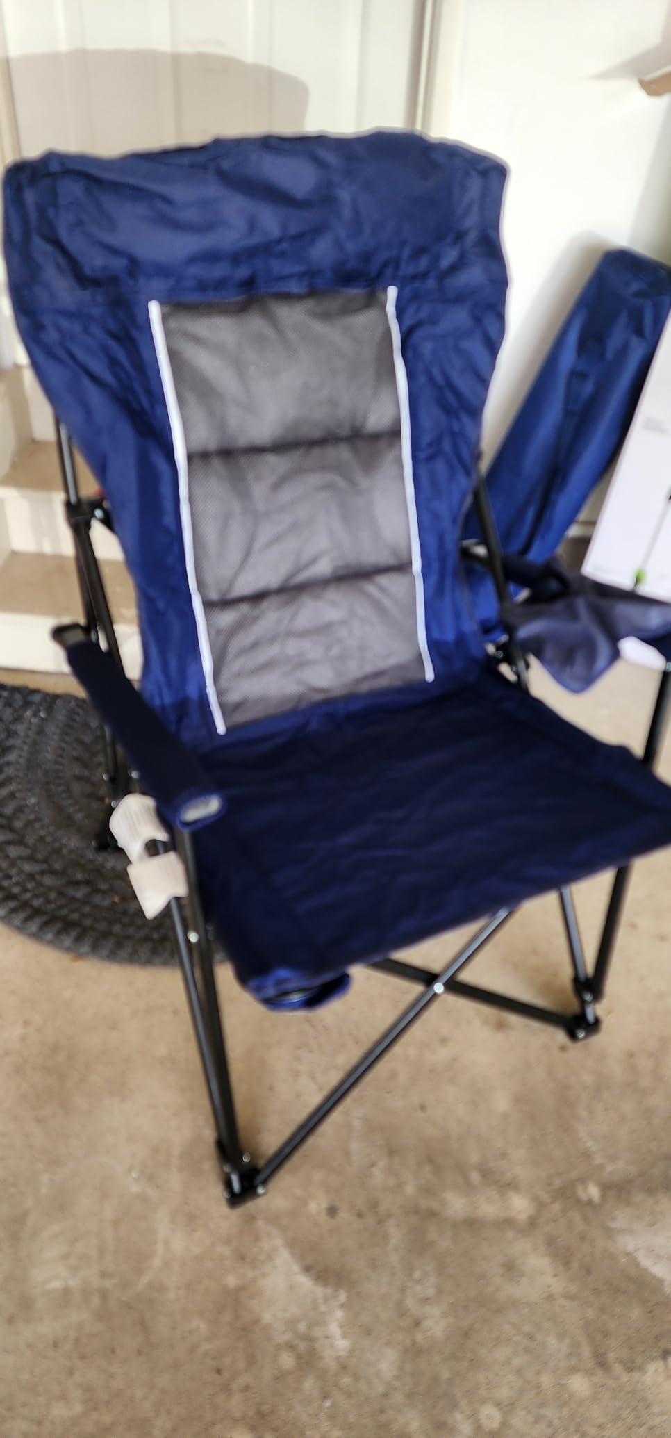 High Back Oversized Camping Chairs for Adults Support 500LBS Blue | Heavy Duty Lawn Folding Chair, Padded Portable Outdoor Chair with Cup Holder customer photo 2