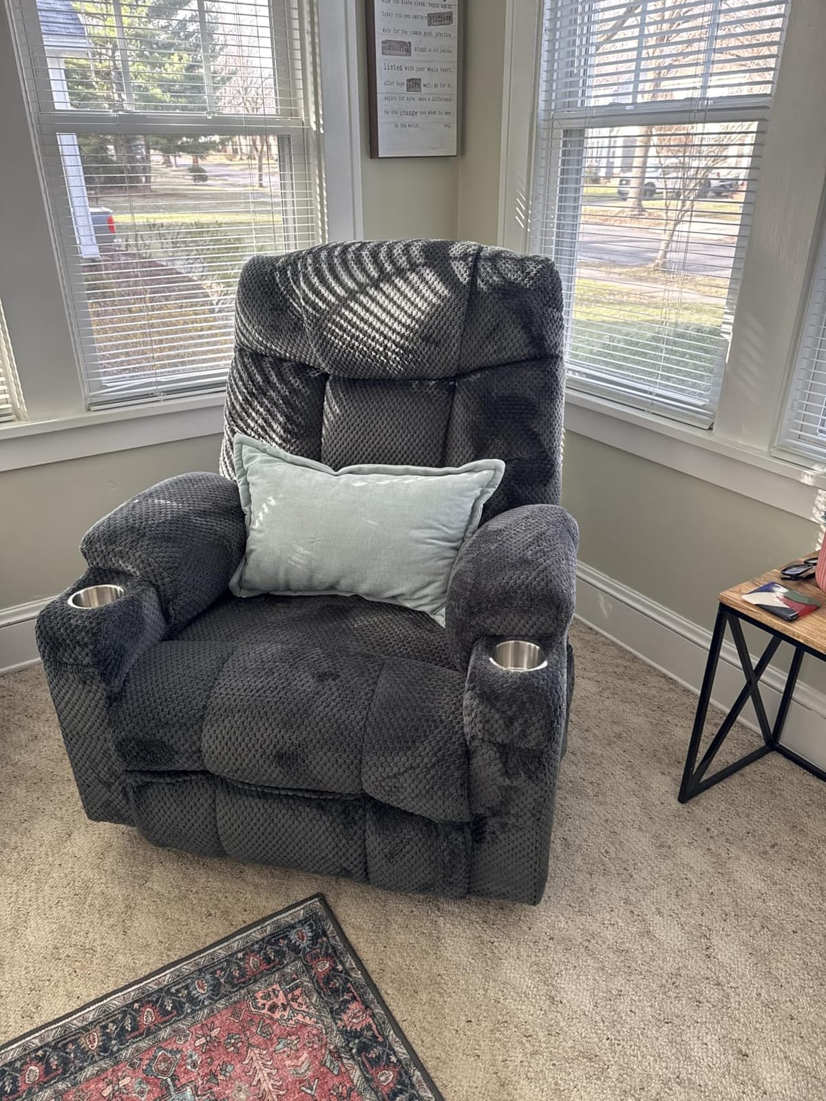 CDCASA Oversized Dual Motor Lay Flat Power Lift Recliner Chair, Grey | Heat, Massage, Textile Infinite Position, USB & Type-C Ports, Large Size for Big Men & Elderly, Cup Holders, Comfy Recliner customer photo 1