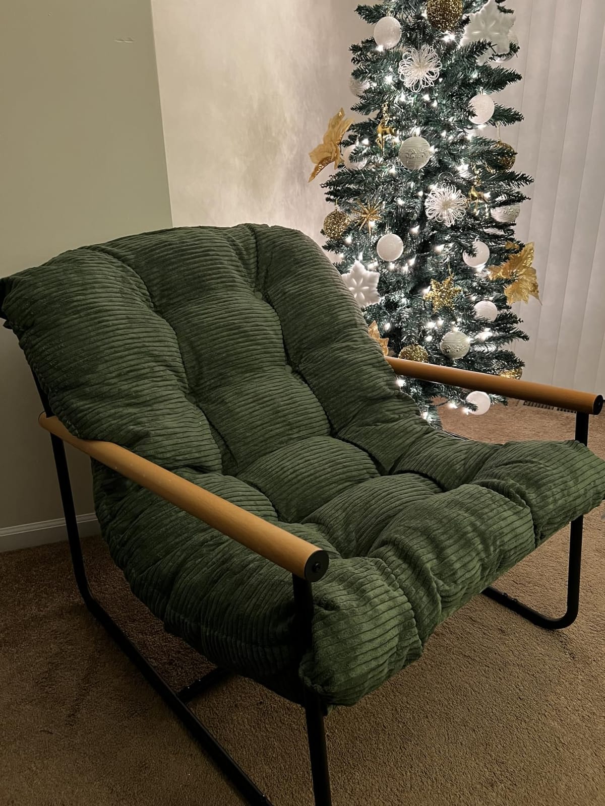 MAXYOYO Modern Accent Chair, Comfy Living Room Chair with Metal Frame | Accent Chair Upholstered Armchair with Soft Cushion for Bedroom Balcony Lounge Reading Room, Beige customer photo 1