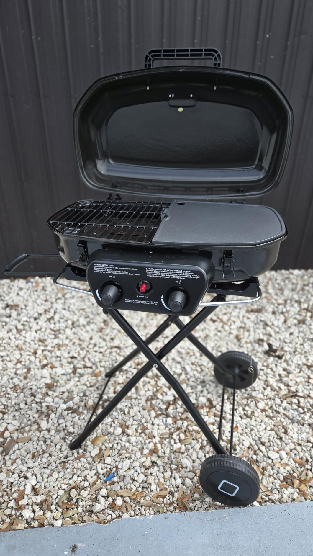 Brand-Man Portable Grill Camping, 2-in-1 Propane Gas Grill & Griddle | Folding Stand-Up Cart, 18,000 BTU 2-Burner Outdoor BBQ for Family Camping, Tailgating and Patio, Green customer photo 1