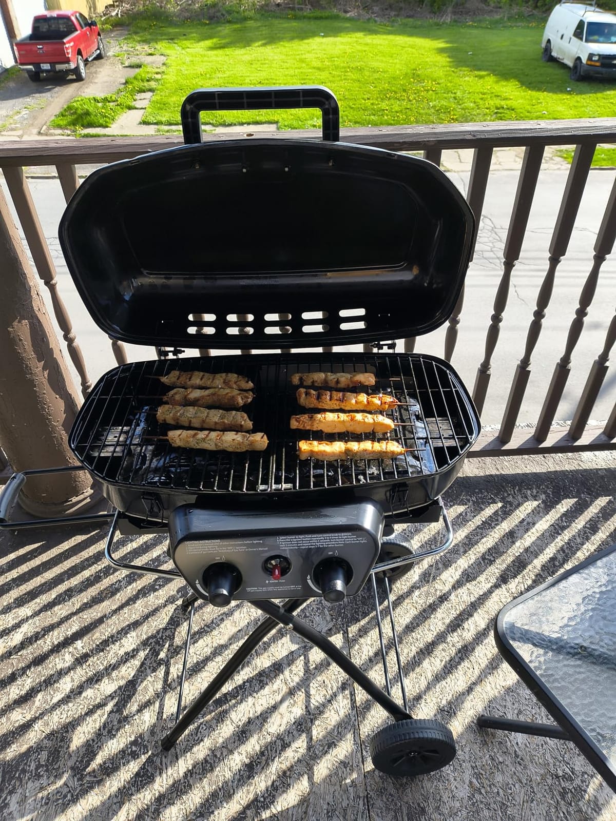 Brand-Man Portable Grill Camping, 2-in-1 Propane Gas Grill & Griddle | Folding Stand-Up Cart, 18,000 BTU 2-Burner Outdoor BBQ for Family Camping, Tailgating and Patio, Green customer photo 2