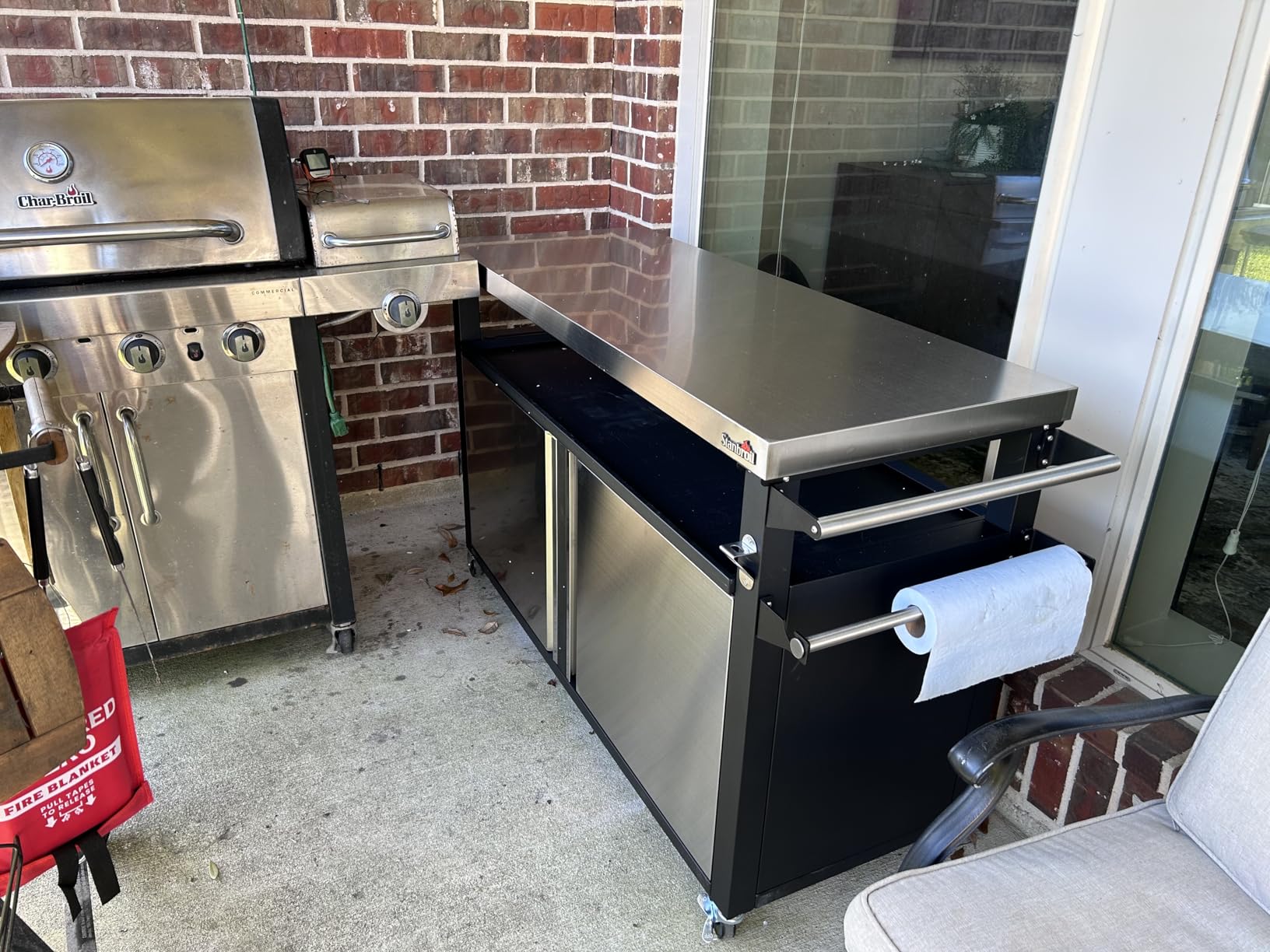 Stanbroil BBQ Grill Cart with Stainless Steel Table Top for Outdoor Indoor | Rolling Outdoor Kitchen Island, Double-Door Storage Cabinet & Pull-Out Shelf, Grill Table Cart, Large customer photo 2