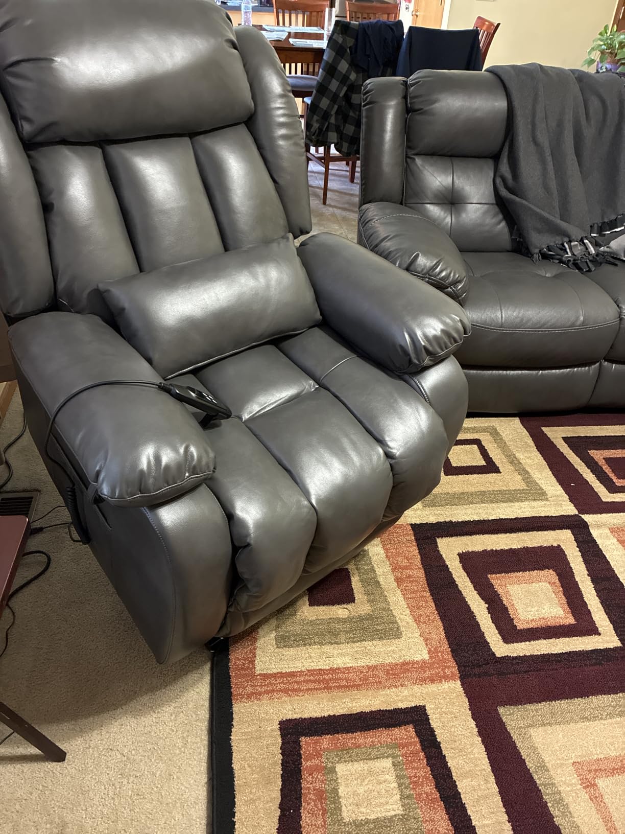 Infinite Position Lay Flat Power Lift Recliner Chair for Elderly, Brown | Dual Motor Power Lift Chair, Massage & Heating, Extended Footrest, USB Ports, Remote Control, Lumbar Pillow, Leather customer photo 1